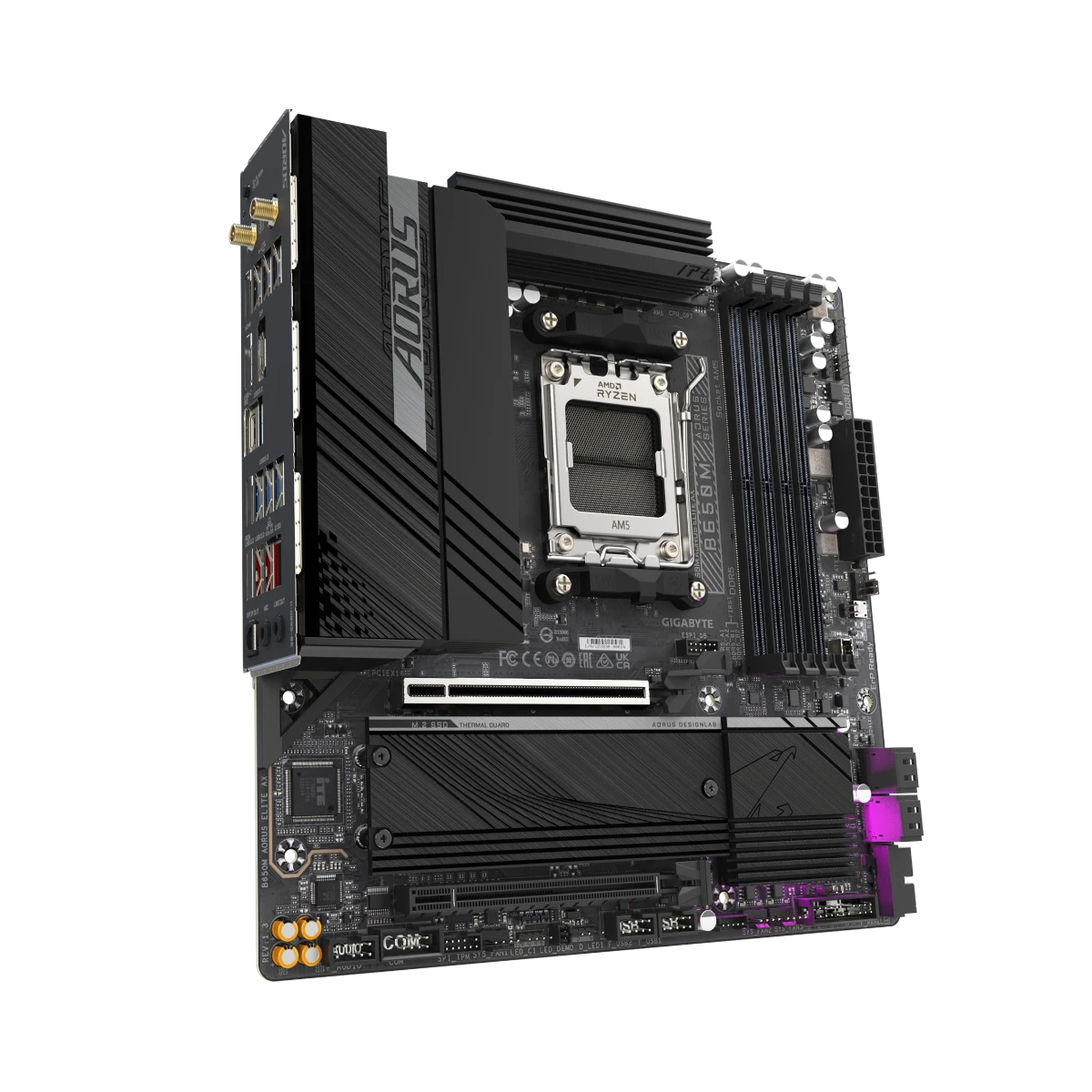 Gigabyte B650M AORUS Elite AX AMD AM5 Micro-ATX Gaming Motherboard DDR5 - B650M-AORUS-ELITE-AX view 3