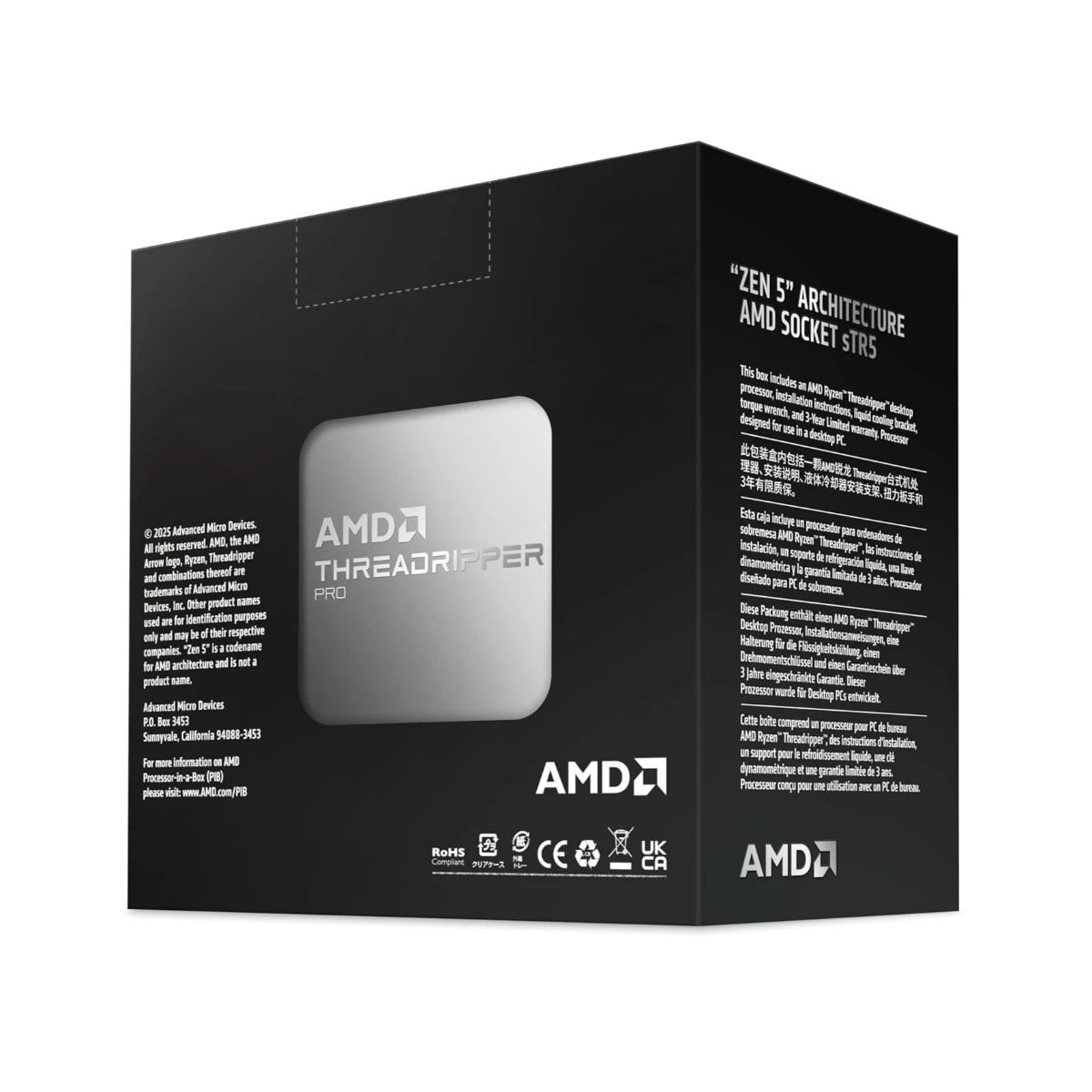 AMD Ryzen Threadripper PRO 9985WX 64-Core / 128-Thread Workstation Processor – Zen 5, Up to 5.4 GHz Boost, PCIe 5.0 & DDR5 Support | Box (100-100000722WOZ) view 3