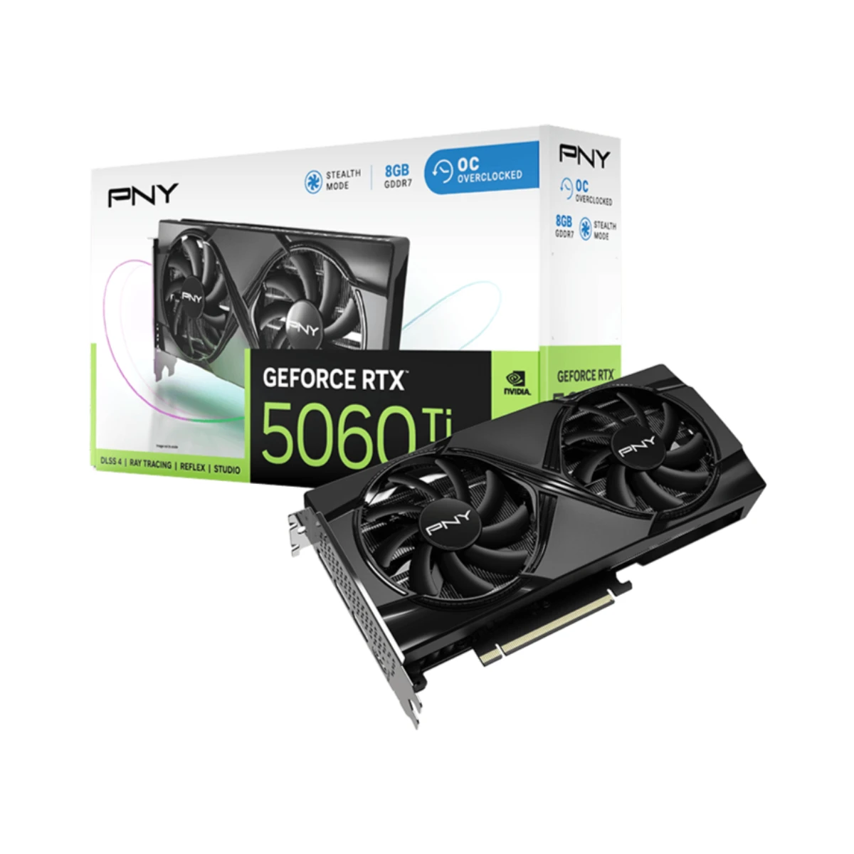 PNY NVIDIA GeForce RTX 5060 Ti OC Dual Fan Graphics Card, 8GB GDDR7, DLSS 4 - VCG5060T8DFXPB1-O