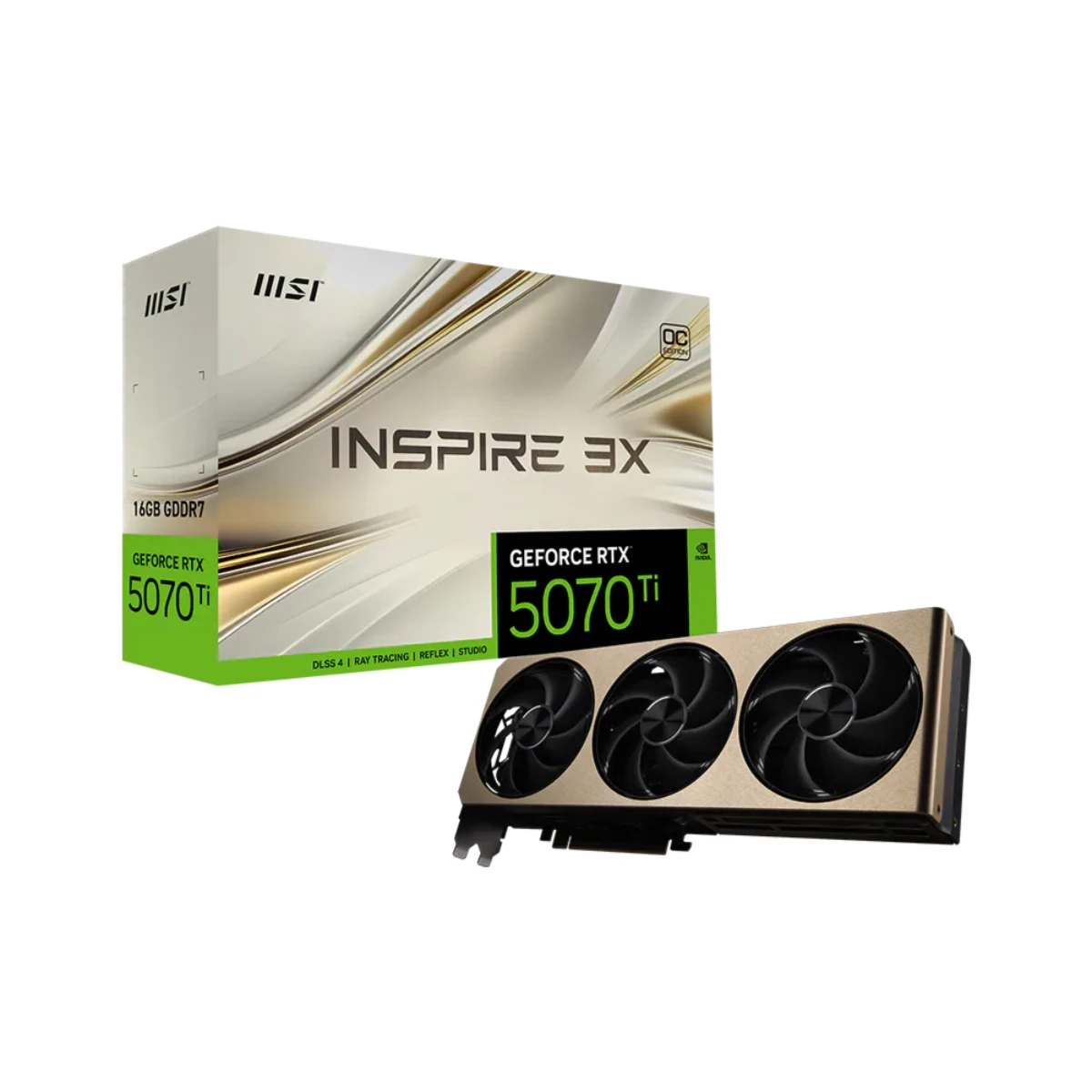 MSI GeForce RTX 5070 Ti INSPIRE 3X OC PLUS Graphics Card, 16GB GDDR7, DLSS 4 - G507T-16I3CP