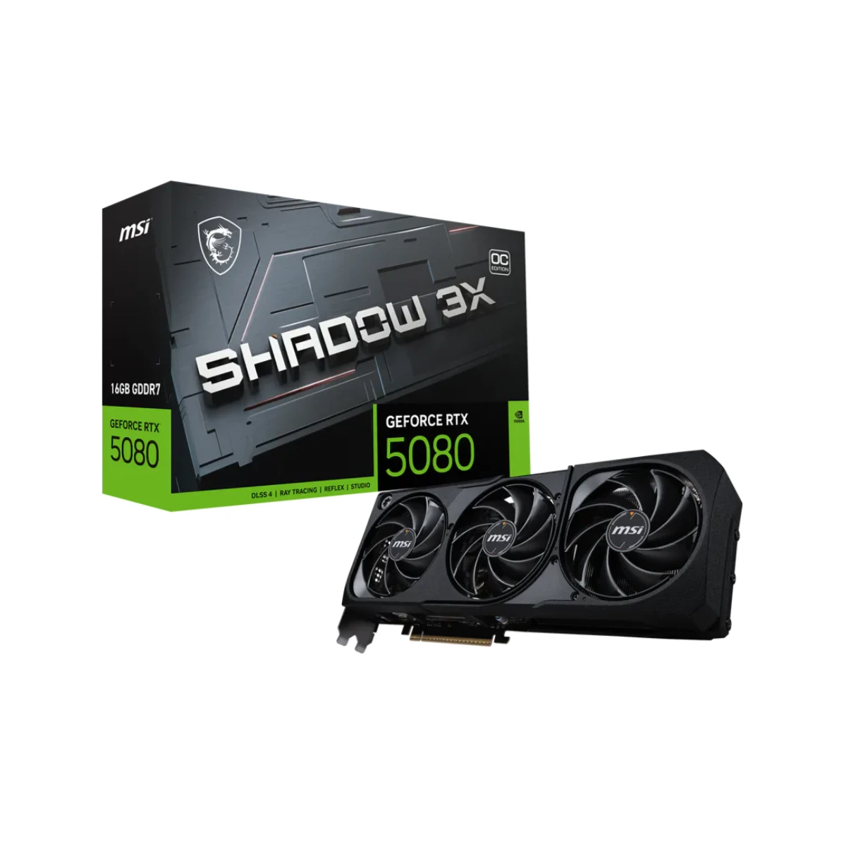 MSI GeForce RTX 5080 SHADOW 3X OC Graphics Card, 16GB GDDR7, DLSS 4 - 912-V531-031