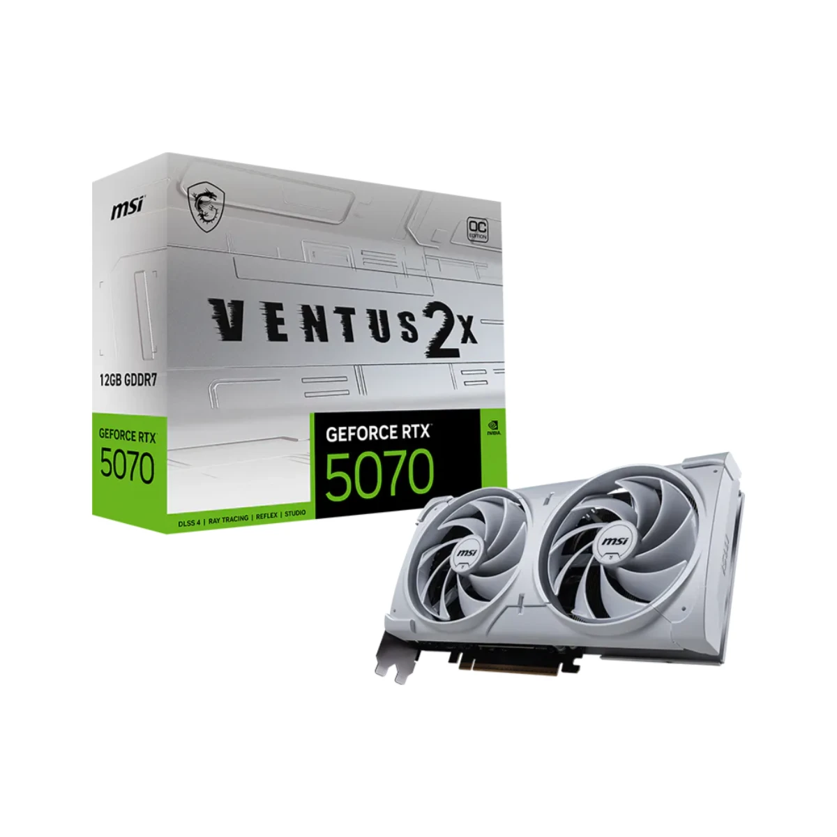 MSI GeForce RTX 5070 VENTUS 2X OC White Graphics Card, 12GB GDDR7, DLSS 4 - 912-V532-010