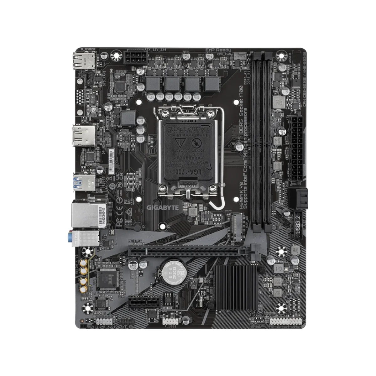 GIGABYTE H610M K V2 DDR5 LGA1700 Micro-ATX Motherboard – Black - H610M-K-V2 view 2
