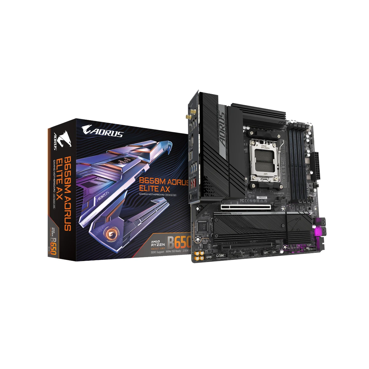 Gigabyte B650M AORUS Elite AX AMD AM5 Micro-ATX Gaming Motherboard DDR5 - B650M-AORUS-ELITE-AX