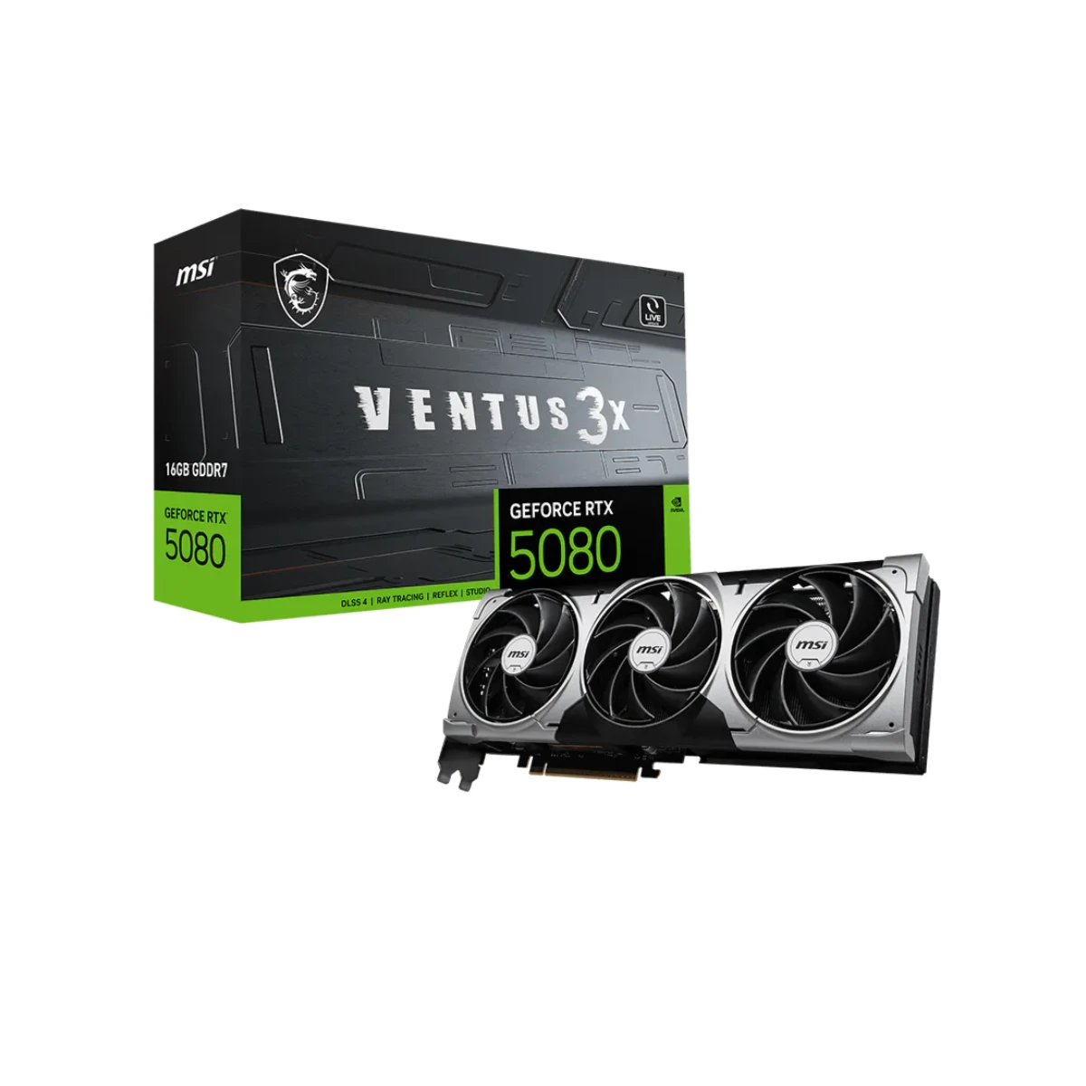 MSI GeForce RTX 5080 VENTUS 3X Graphics Card, 16GB GDDR7, DLSS 4 - G5080-16V3