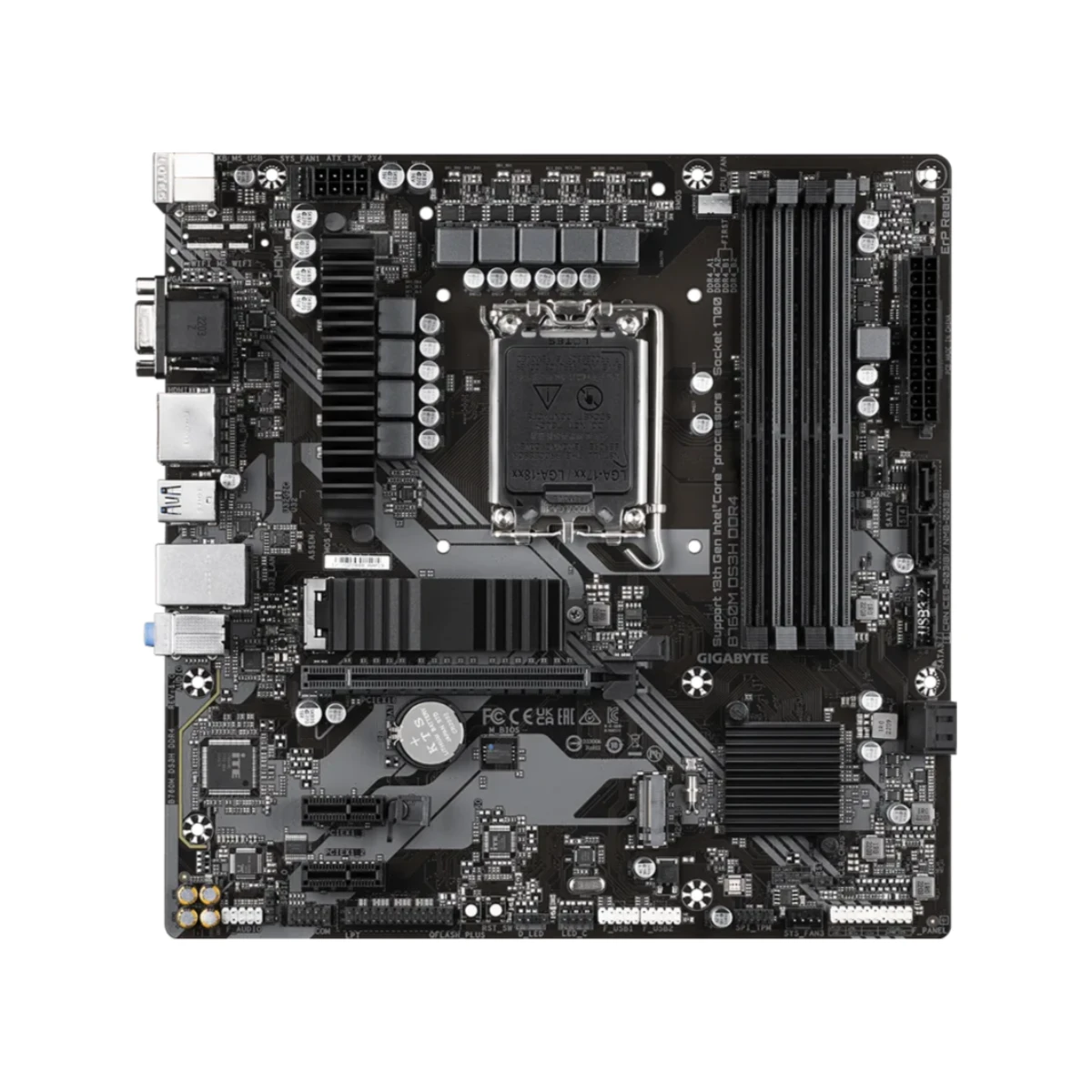Gigabyte B760M DS3H DDR4 Micro-ATX Motherboard – Intel LGA 1700, PCIe 4.0, Dual M.2 | B760M-DS3H-DDR4 view 2
