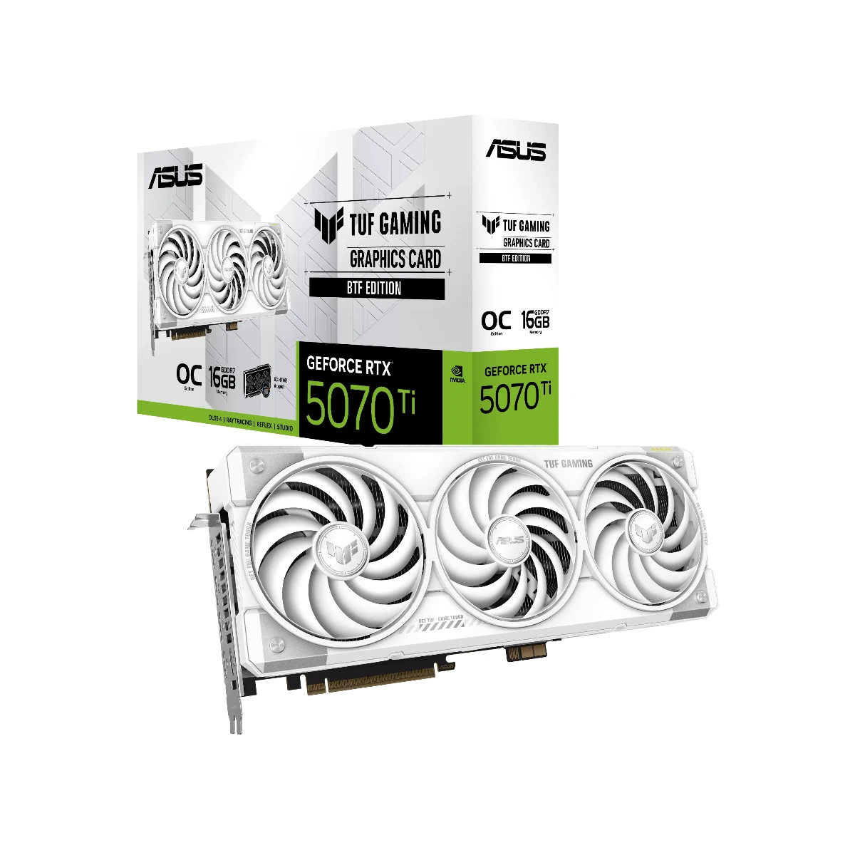 ASUS TUF Gaming GeForce RTX 5070 Ti OC BTF White Graphics Card, 16GB GDDR7, DLSS 4 - 90YV0N60-M0NA00