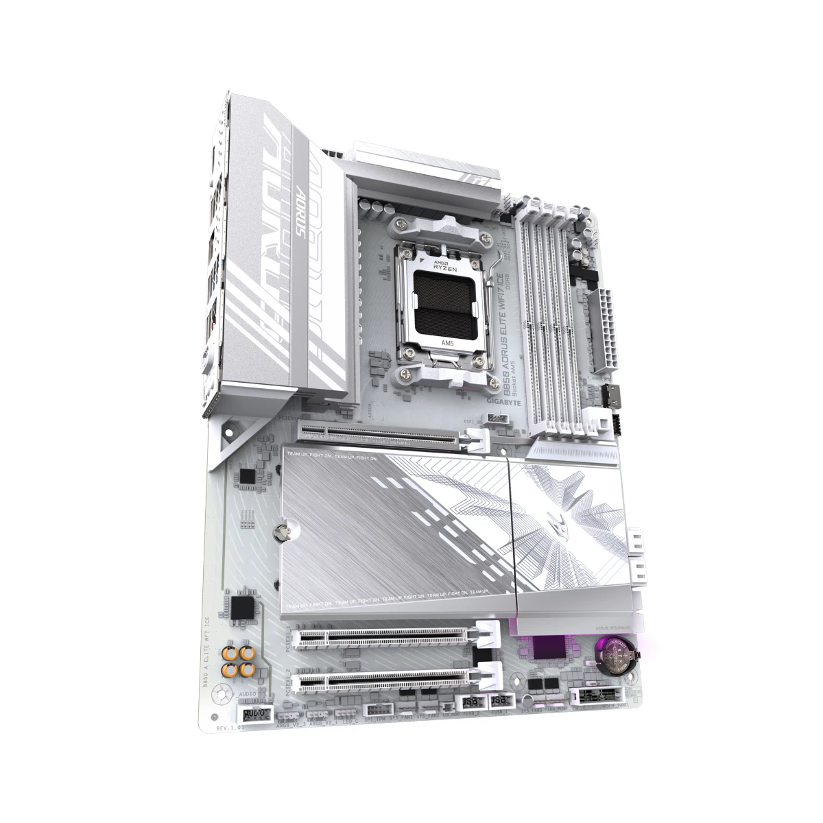 Gigabyte B850 AORUS ELITE WIFI7 ICE AM5 ATX Gaming Motherboard – White | B850-A-ELITE-WF7-ICE view 3