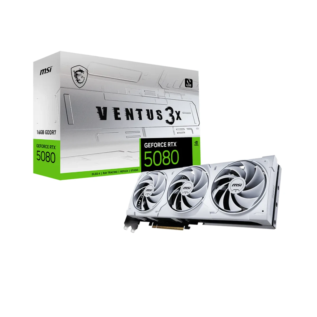 MSI GeForce RTX 5080 VENTUS 3X White Graphics Card, 16GB GDDR7, DLSS 4 - G5080-16V3W