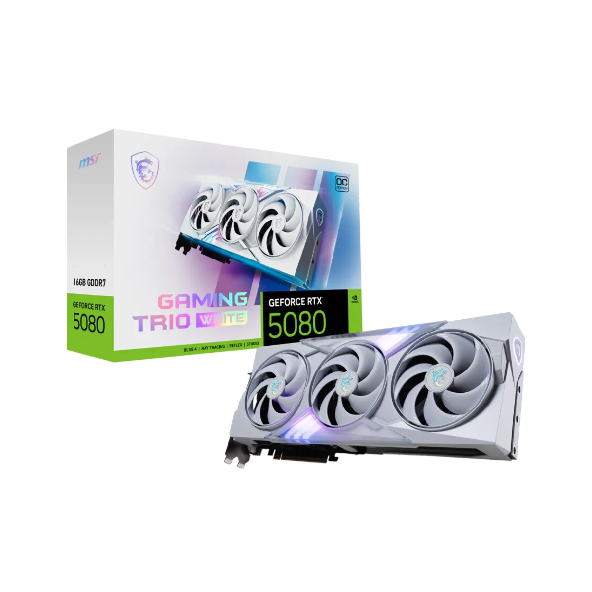MSI GeForce RTX 5080 GAMING TRIO OC White Graphics Card, 16GB GDDR7, DLSS 4 - 912-V531-045