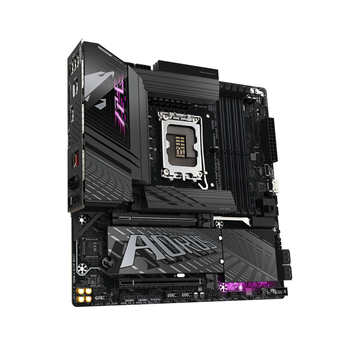 Gigabyte Z890M AORUS ELITE WIFI7 LGA 1851 Micro-ATX Gaming Motherboard | Z890M-A-ELITE-WIFI7 view 3