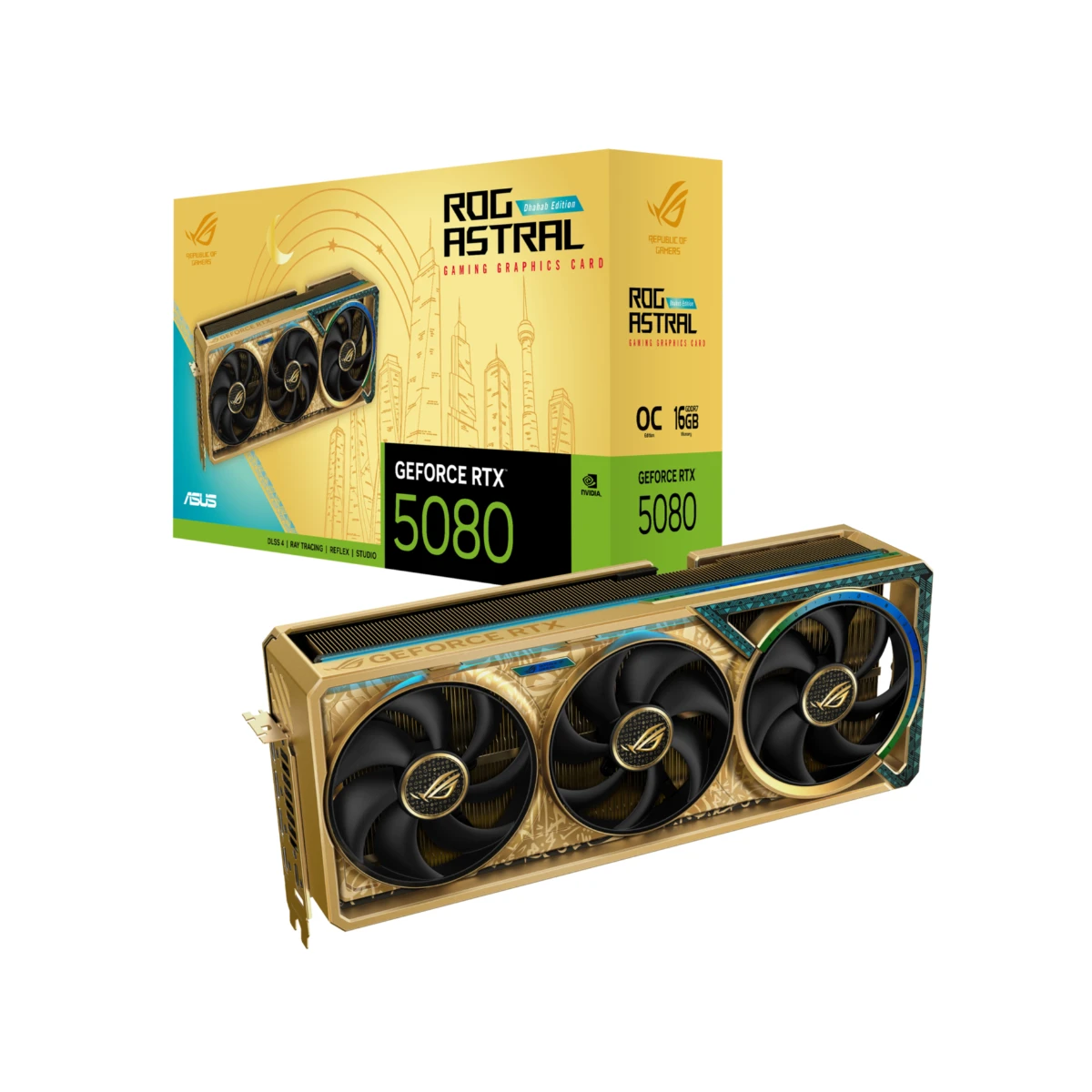 ASUS ROG Astral GeForce RTX 5080 Dhahab CORE OC Edition Graphics Card, 16GB GDDR7, DLSS 4 - 90YV0LV6-M0NM00