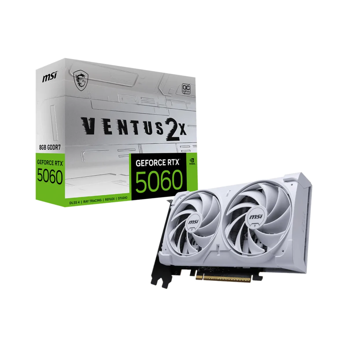 MSI GeForce RTX 5060 VENTUS 2X OC WHITE Graphics Card, 8GB GDDR7, DLSS 4 - 912-V537-018