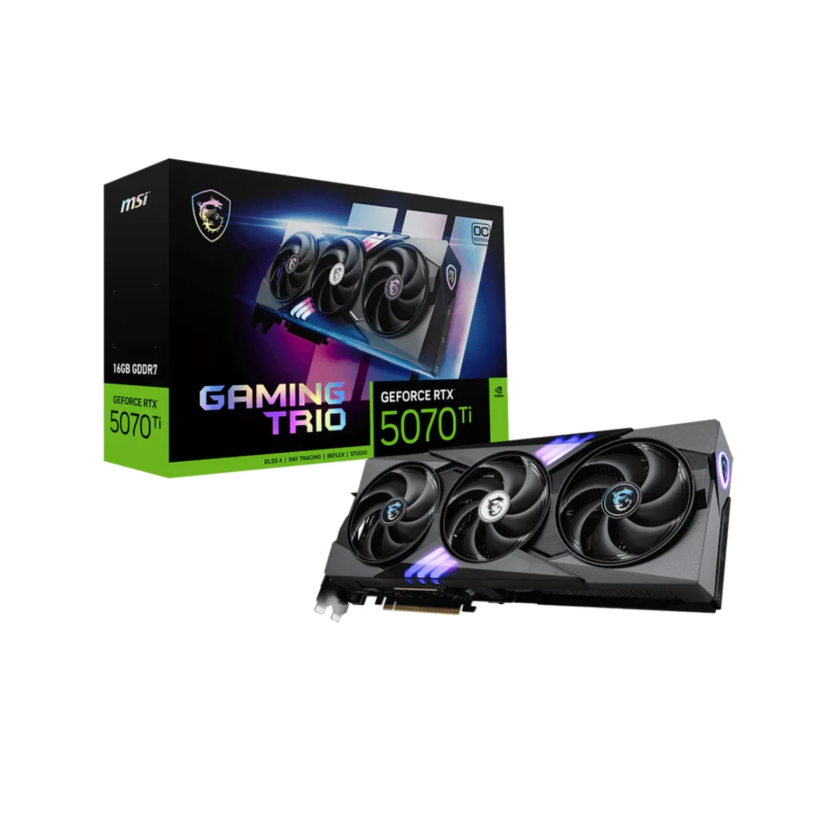MSI GeForce RTX 5070 Ti GAMING TRIO OC Graphics Card, 16GB GDDR7, DLSS 4 - 912-V531-272