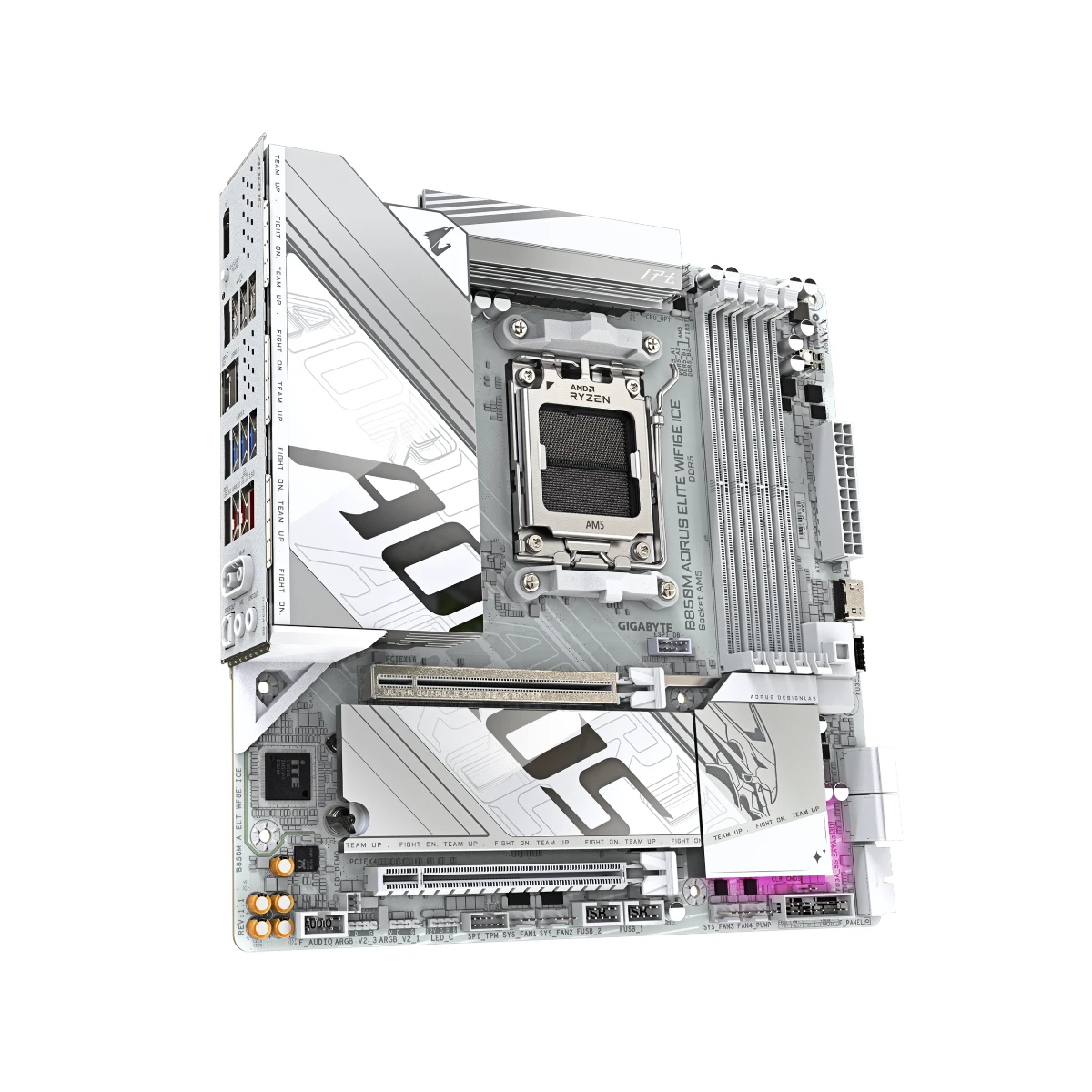 Gigabyte B850M AORUS ELITE WIFI6E ICE AM5 Micro-ATX Gaming Motherboard – White | B850M-A-ELT-WF6E-ICE view 3