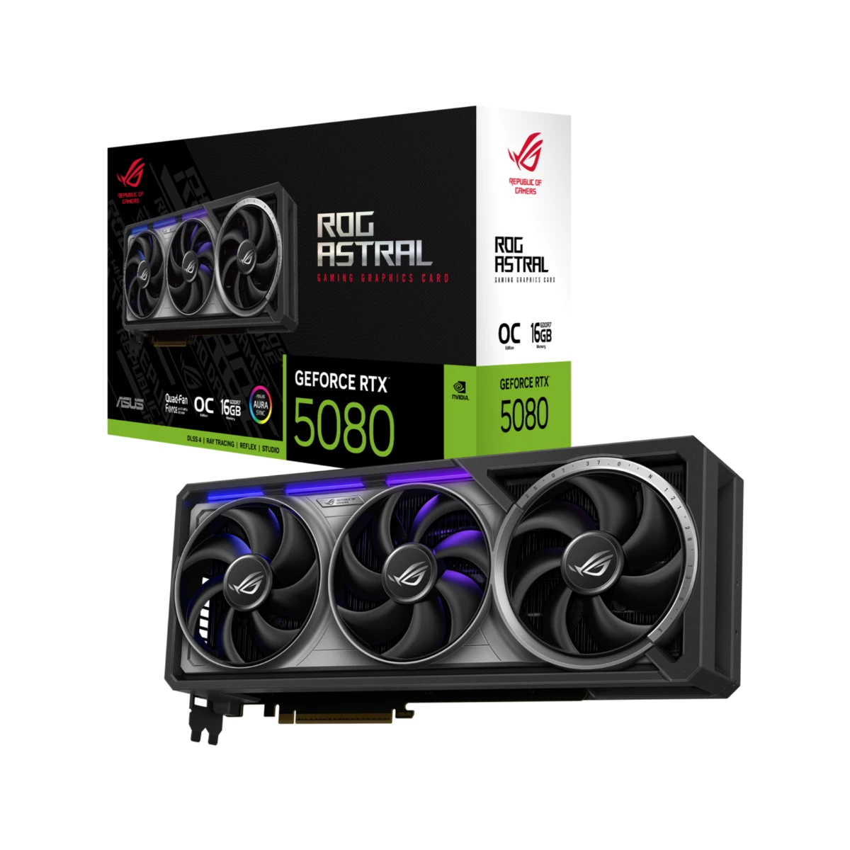 ASUS ROG Astral GeForce RTX 5080 OC Edition Graphics Card, 16GB GDDR7, DLSS 4 - 90YV0LV0-M0NA00