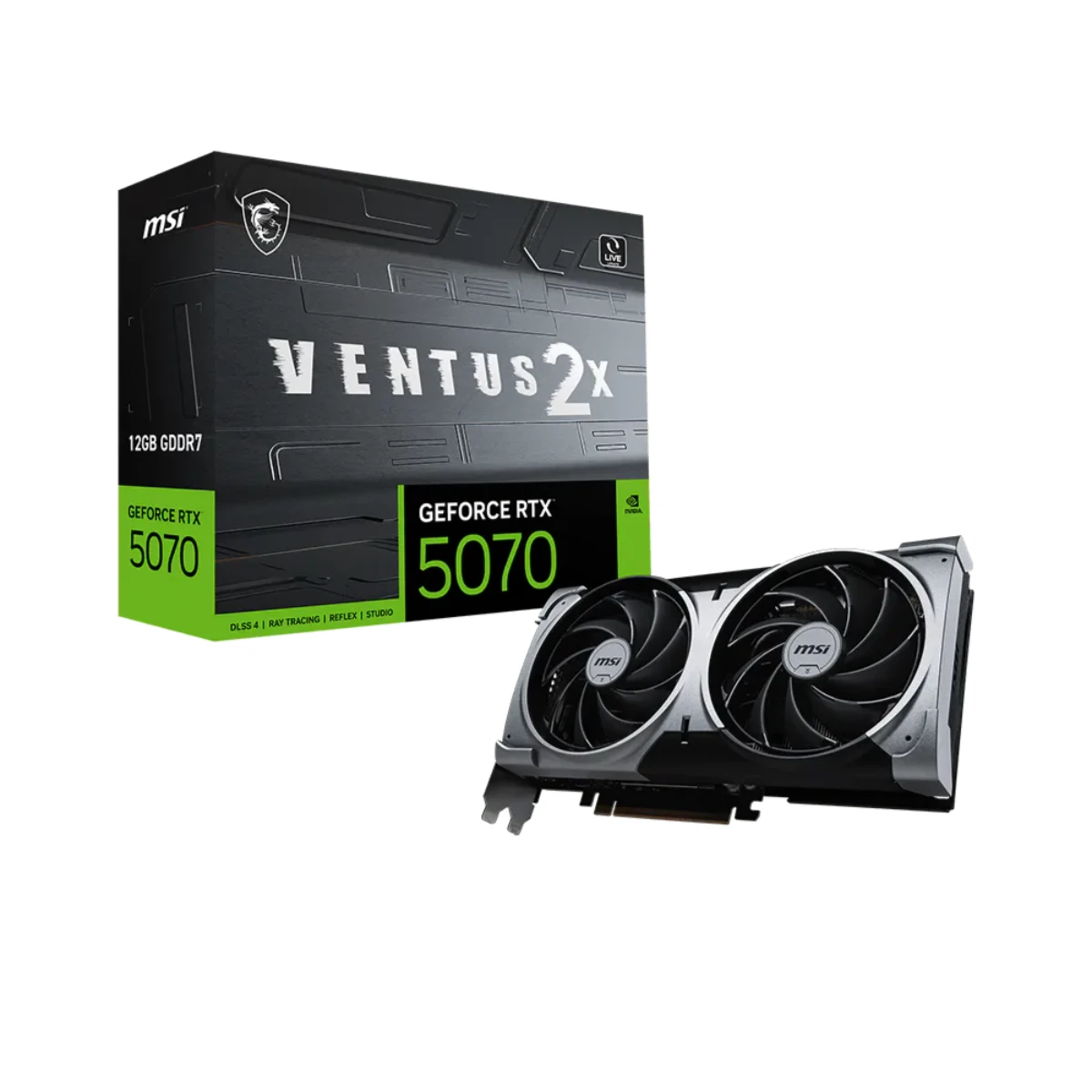 MSI GeForce RTX 5070 VENTUS 2X Graphics Card, 12GB GDDR7, DLSS 4 - G5070-12V2