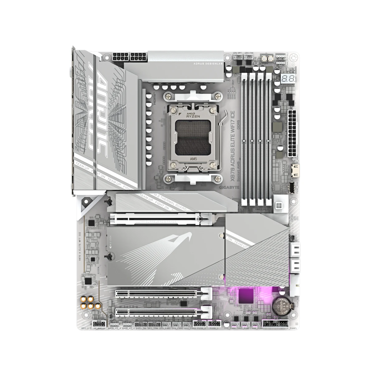 Gigabyte X870 AORUS ELITE WIFI7 ICE AM5 ATX Gaming Motherboard – White | MOT-GIG-03320 view 2