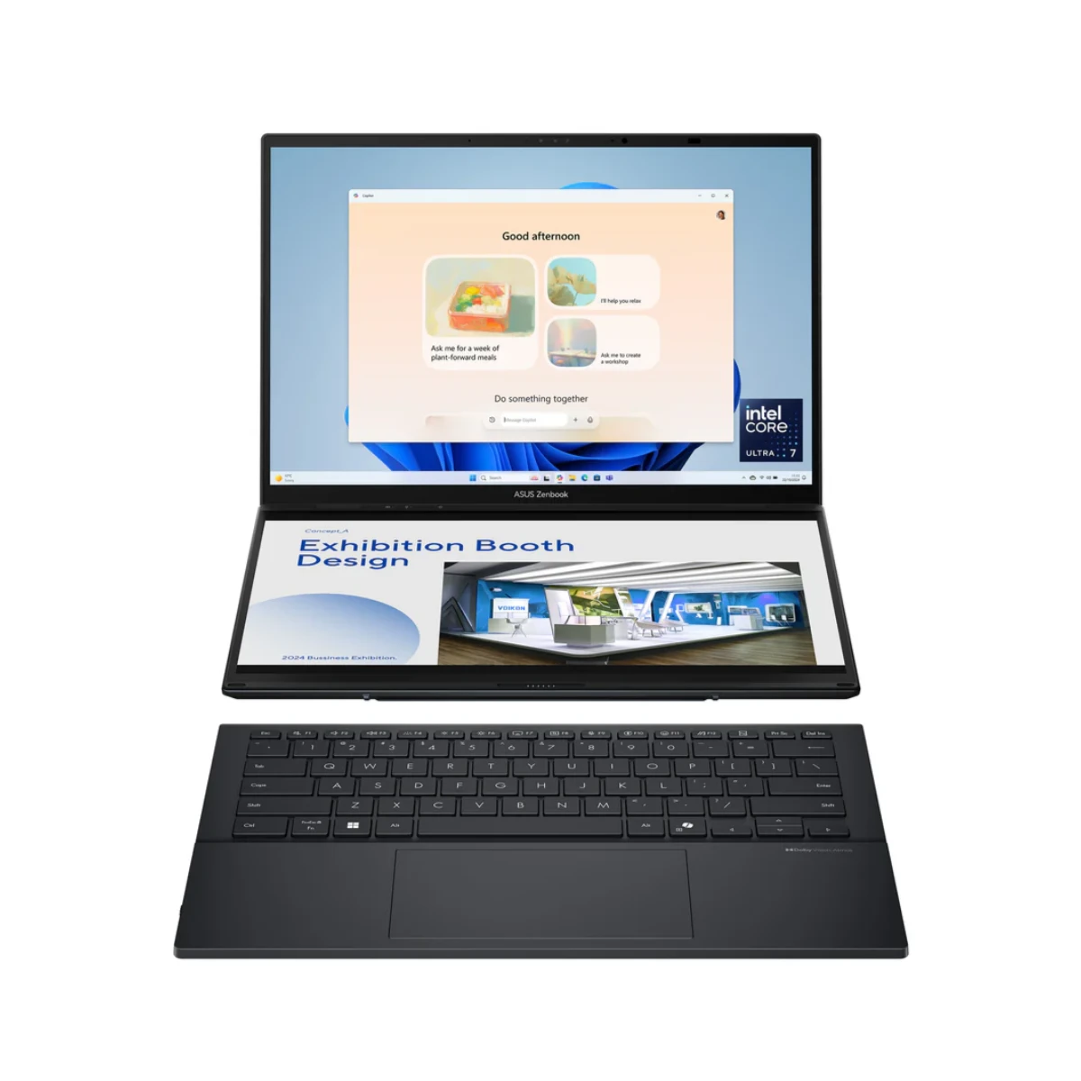 ASUS Zenbook Duo UX8406CA Laptop (Intel Arc Graphics, Intel Core Ultra 9 285H, 32GB RAM, 2TB SSD, 14" 3K OLED Touch, Windows 11 Home, Grey) - UX8406CA-PZ005W