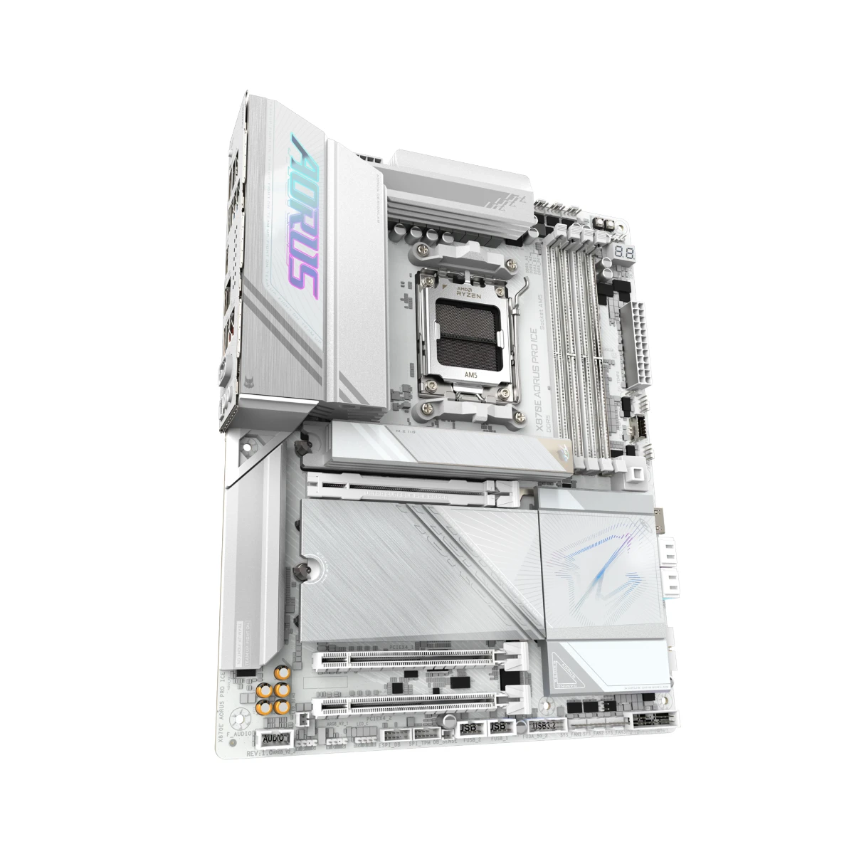 Gigabyte X870E AORUS PRO ICE AM5 ATX Motherboard – White | X870E-AORUS-PRO-ICE view 3