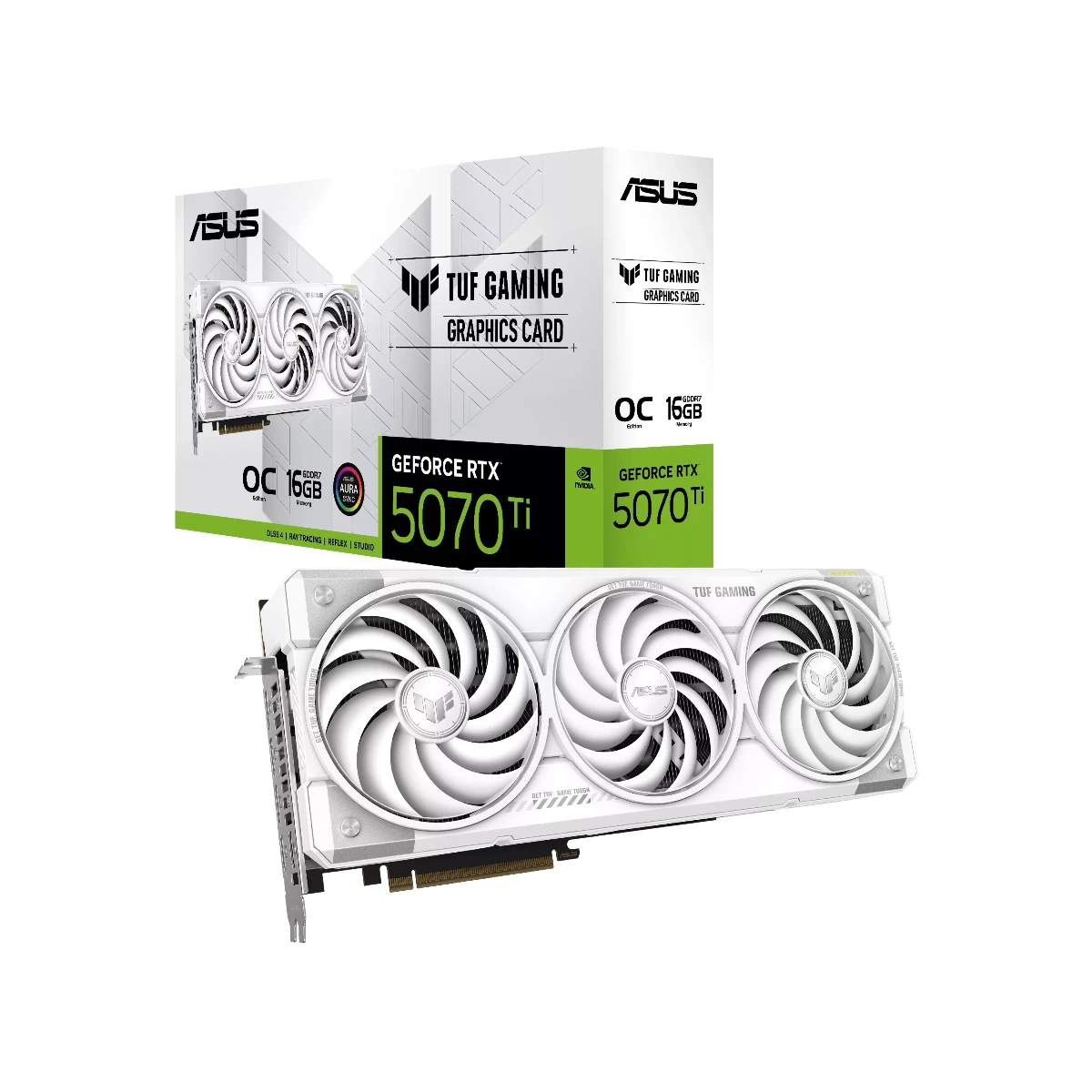 ASUS TUF Gaming GeForce RTX 5070 Ti White OC Edition Graphics Card, 16GB GDDR7, DLSS 4 - 90YV0MD3-M0NA00