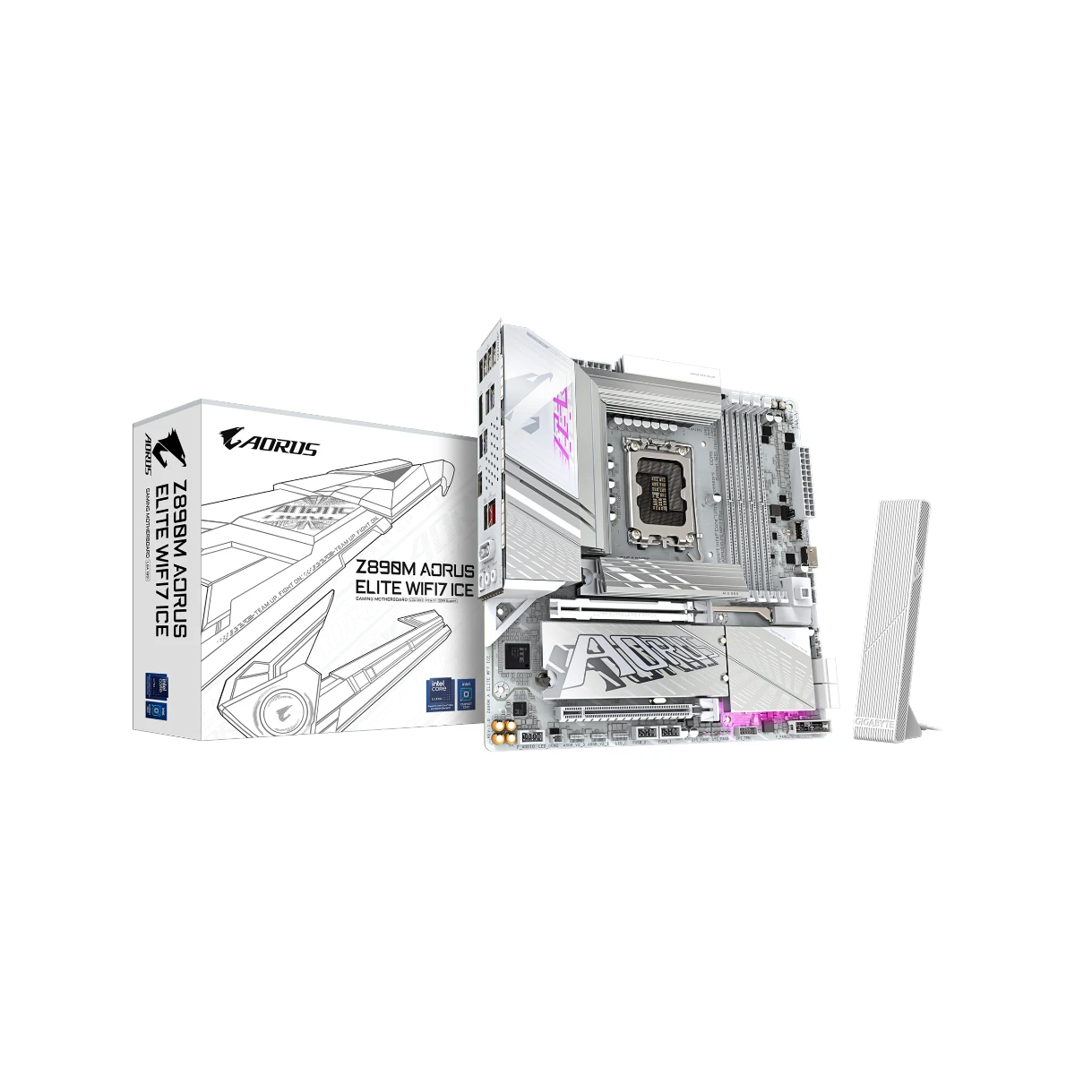 Gigabyte Z890M AORUS ELITE WIFI7 ICE LGA 1851 Micro-ATX Gaming Motherboard – White | Z890M-A-ELITE-WF7-ICE