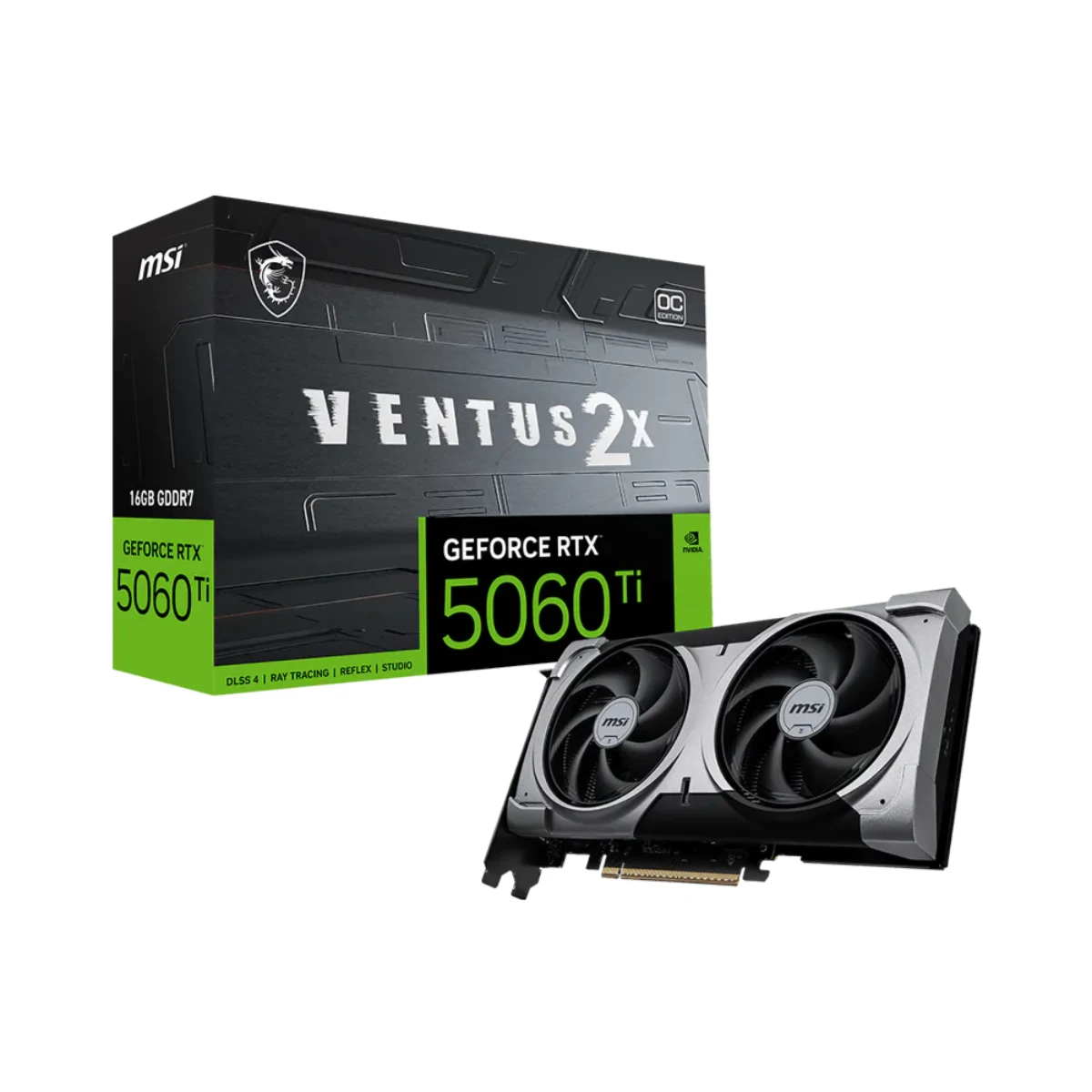 MSI GeForce RTX 5060 Ti 16G VENTUS 2X OC PLUS Graphics Card, 16GB GDDR7, DLSS 4 - 912-V535-027