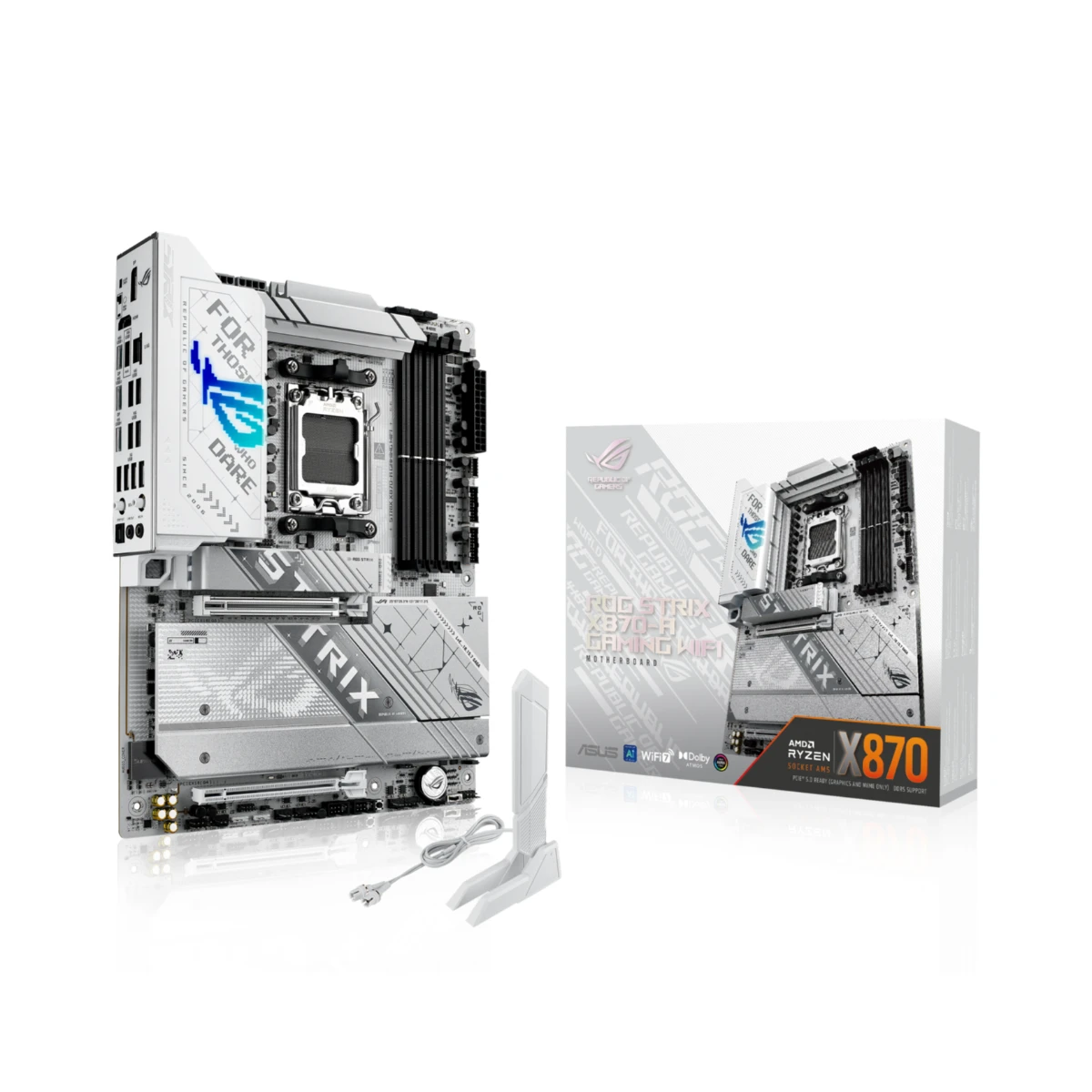 ASUS ROG STRIX X870-A GAMING WIFI DDR5 AM5 ATX Motherboard – White | 90MB1IF0-M0EAY0