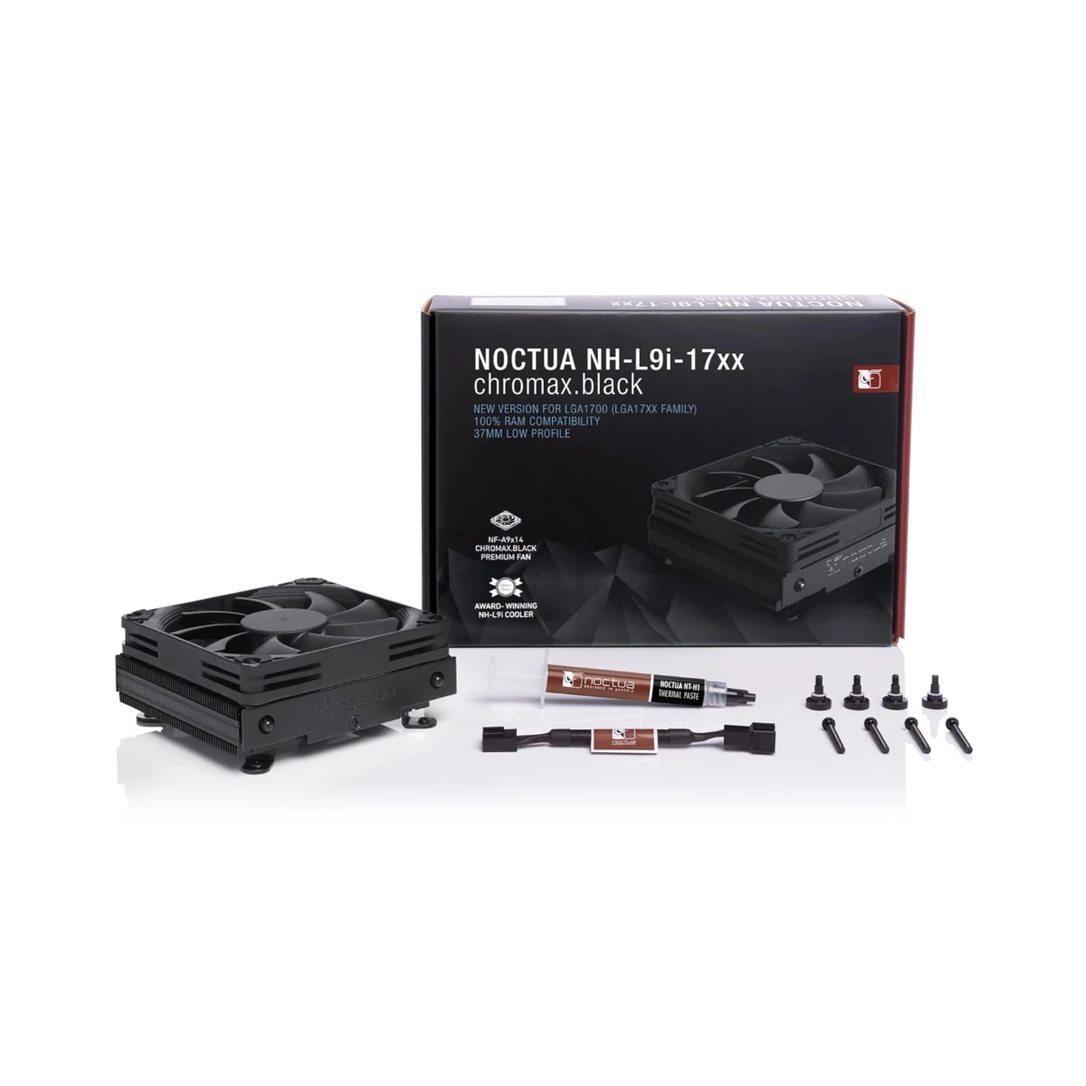 Noctua NH-L9i-17XX chromax.black Low Profile Air CPU Cooler - Black (NF-A9x14 92mm PWM Fan, SSO2 Bearing, 2500 RPM, Intel LGA1700 Support) - NH-L9I-17XX CH.BK view 4