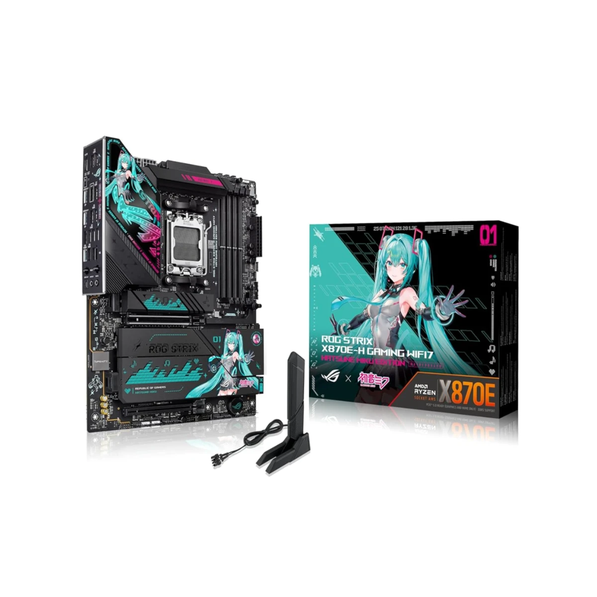 ASUS ROG STRIX X870E-H GAMING WIFI7 Hatsune Miku Edition AM5 ATX Motherboard | 90MB1MA0-M0EAY0