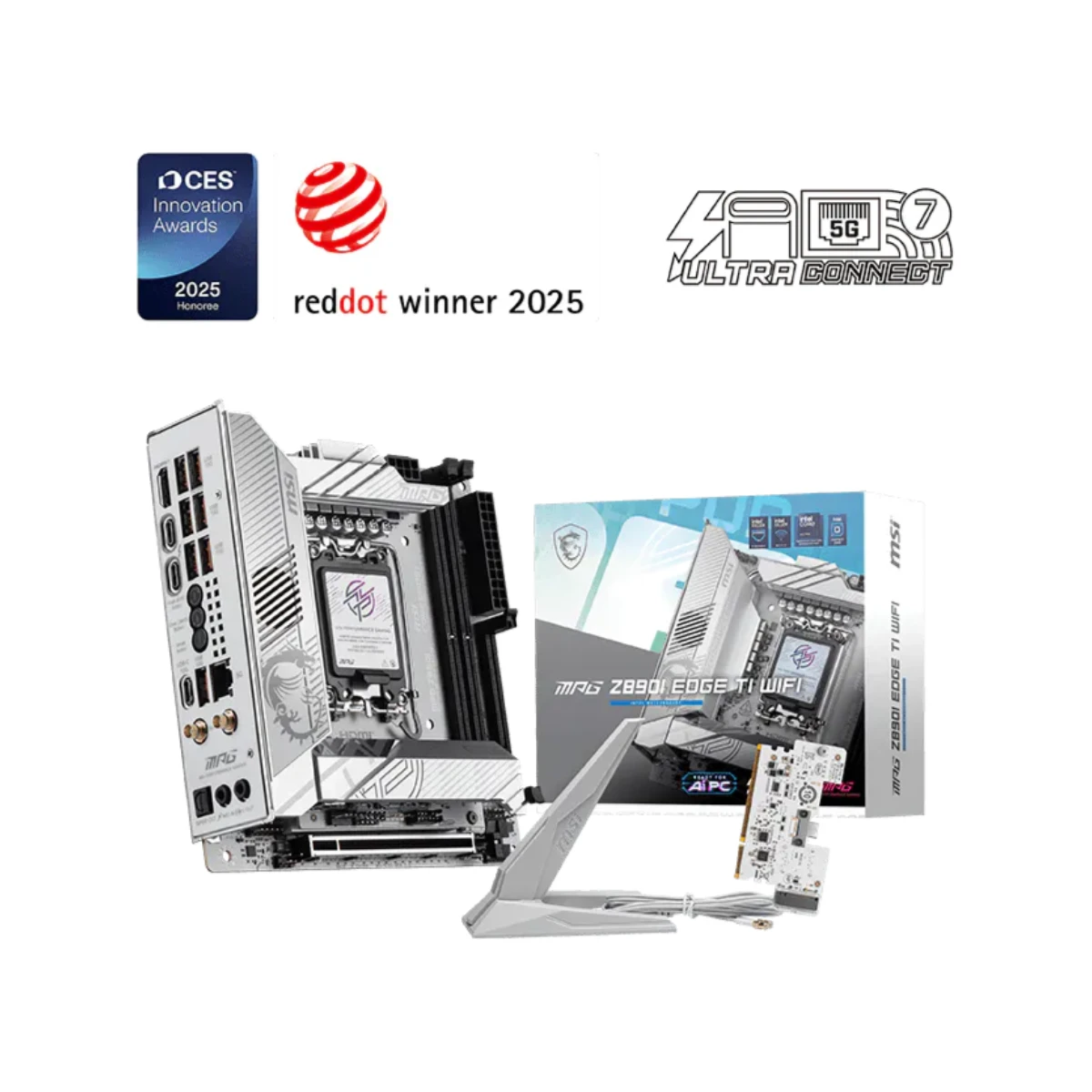 MSI MPG Z890I EDGE TI WIFI LGA 1851 Mini-ITX Gaming Motherboard – White | 911-7E33-004