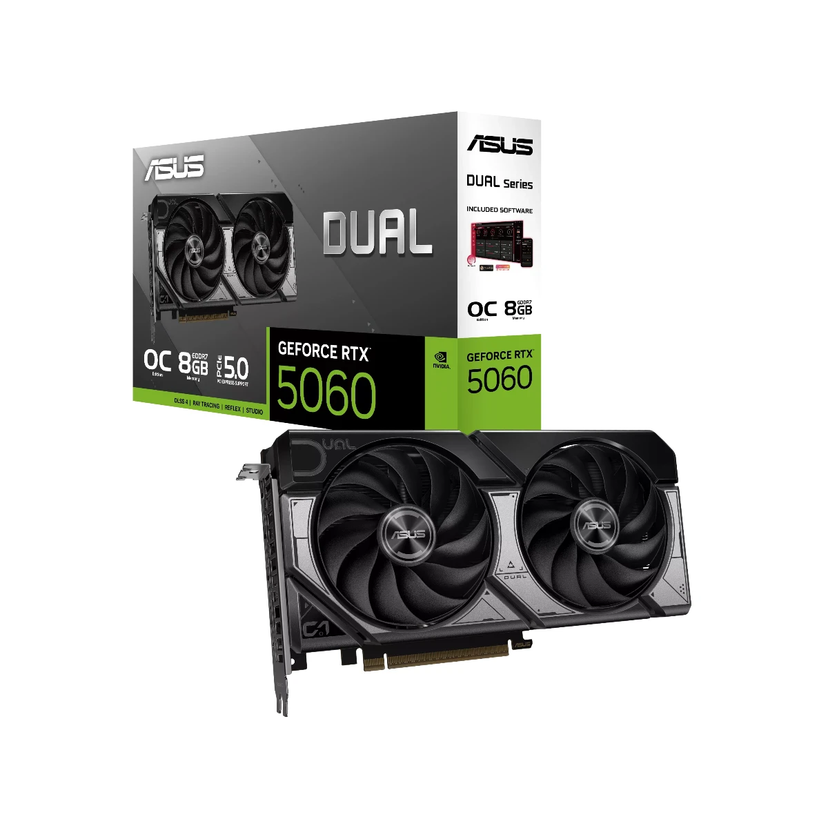 ASUS Dual GeForce RTX 5060 OC Graphics Card, 8GB GDDR7, DLSS 4 - 90YV0N12-M0NA00