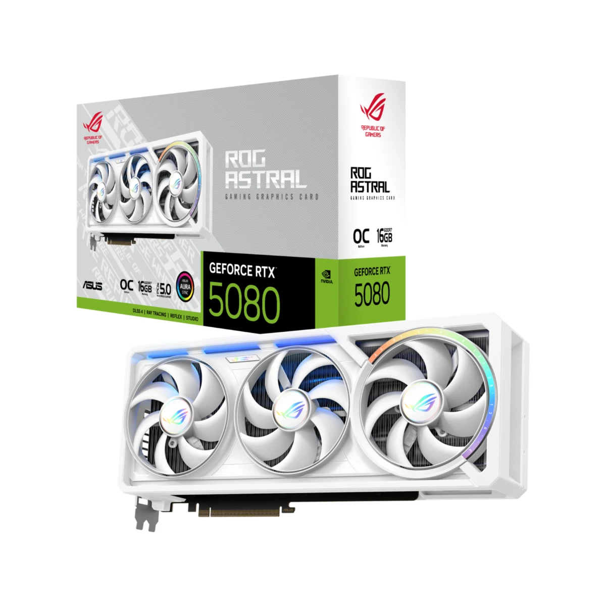 ASUS ROG Astral GeForce RTX 5080 White OC Edition Graphics Card, 16GB GDDR7, DLSS 4 - 90YV0LV4-M0NA00