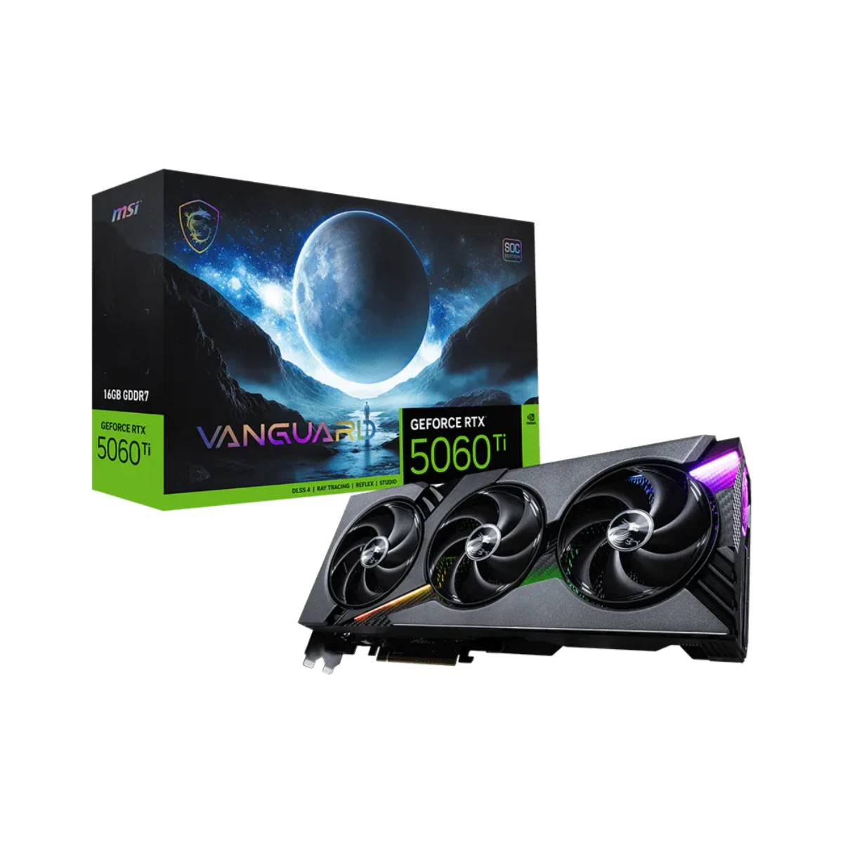 MSI GeForce RTX 5060 Ti 16G VANGUARD SOC Graphics Card, 16GB GDDR7, DLSS 4 - 912-V535-026