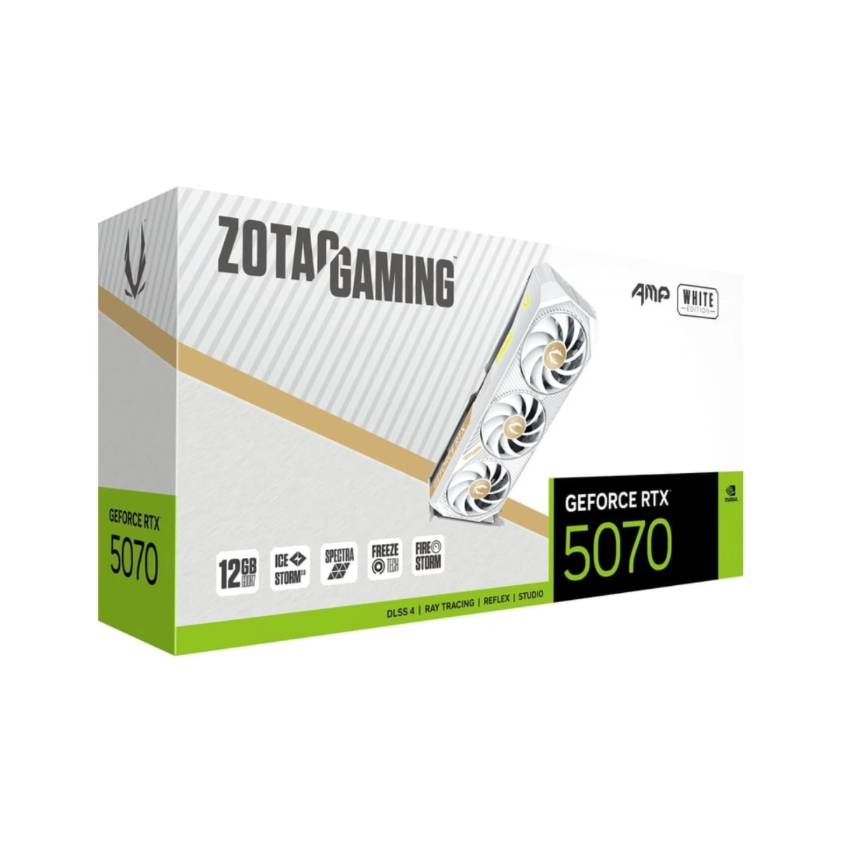 ZOTAC GAMING GeForce RTX 5070 AMP White Edition Graphics Card, 12GB GDDR7, DLSS 4 - ZT-B50700FQ-10P