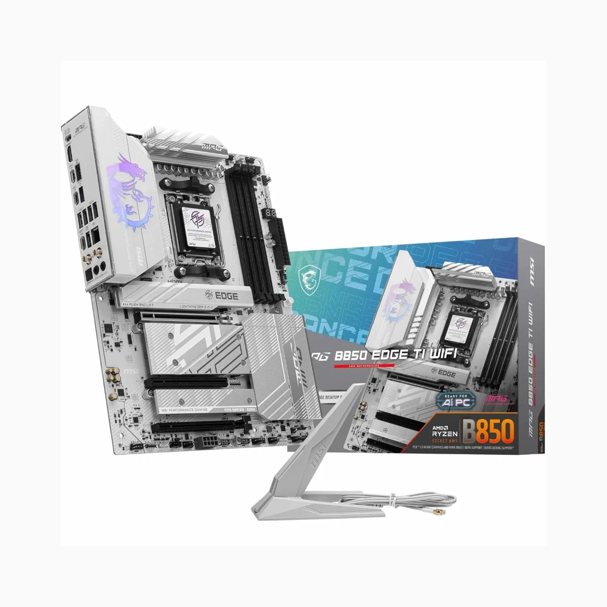 MSI MPG B850 EDGE TI WIFI AMD AM5 ATX Motherboard - White | 911-7E62-001