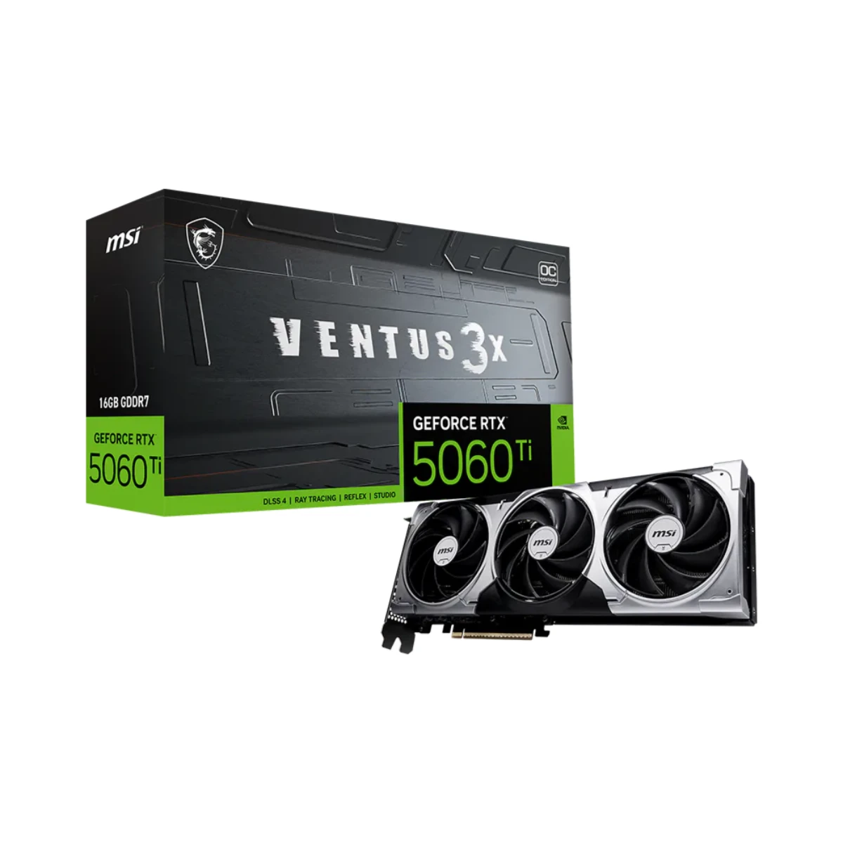 MSI GeForce RTX 5060 Ti 16G VENTUS 3X OC Graphics Card, 16GB GDDR7, DLSS 4 - 912-V812-078