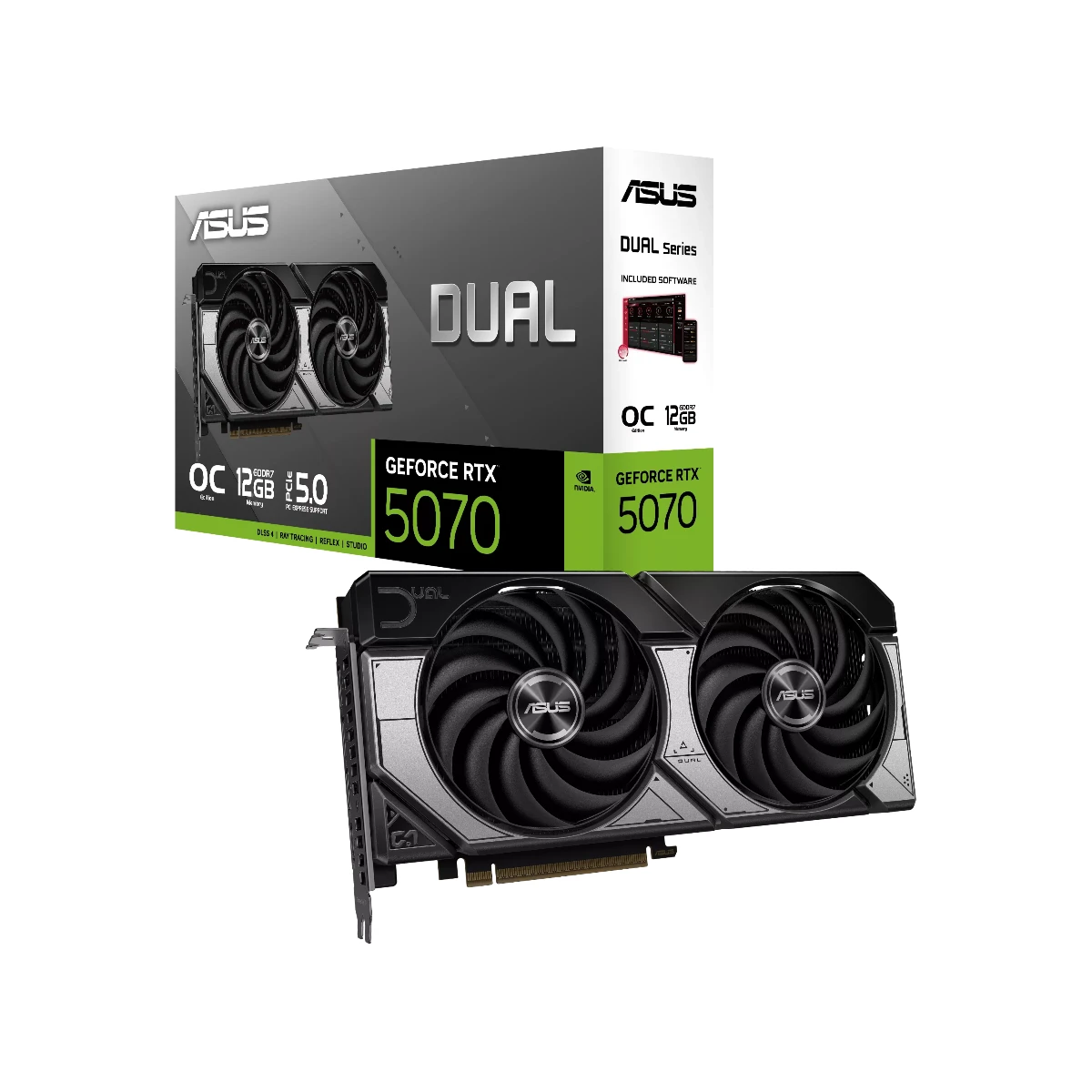 ASUS Dual GeForce RTX 5070 OC Edition Graphics Card, 12GB GDDR7, DLSS 4 - 90YV0M17-M0NA00