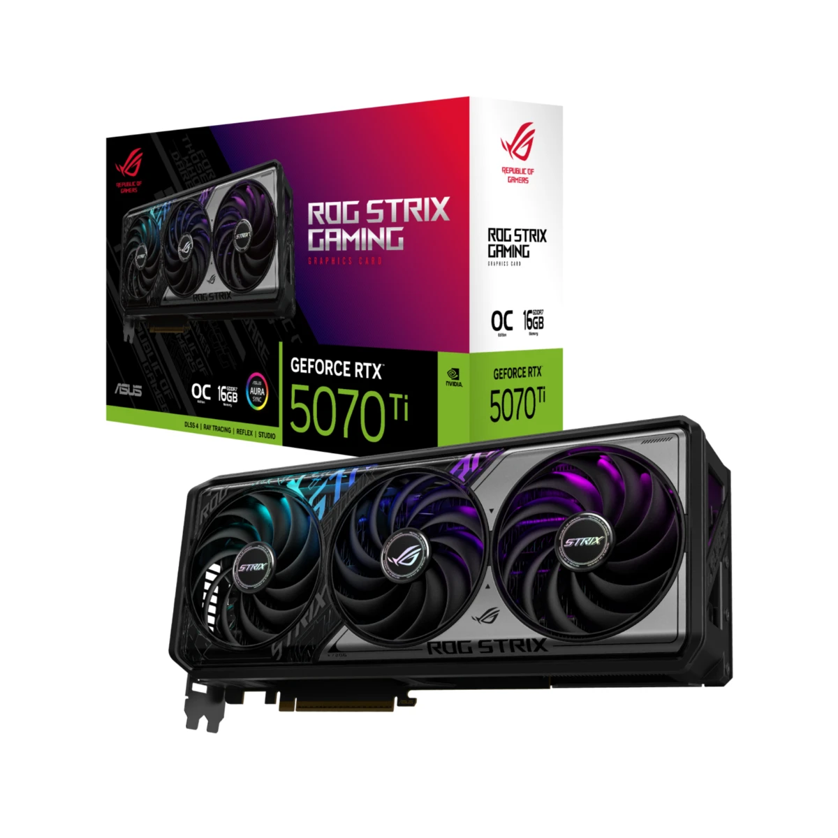 ASUS ROG Strix GeForce RTX 5070 Ti OC Edition Graphics Card, 16GB GDDR7, DLSS 4 - 90YV0M90-M0NA00