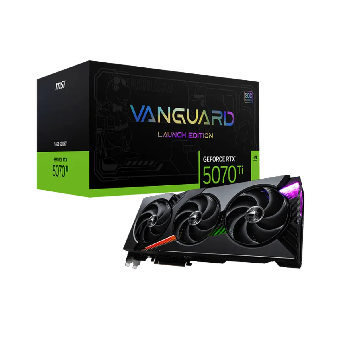 MSI GeForce RTX 5070 Ti VANGUARD SOC LAUNCH EDITION Graphics Card, 16GB GDDR7, DLSS 4 - G507T-16VGSL