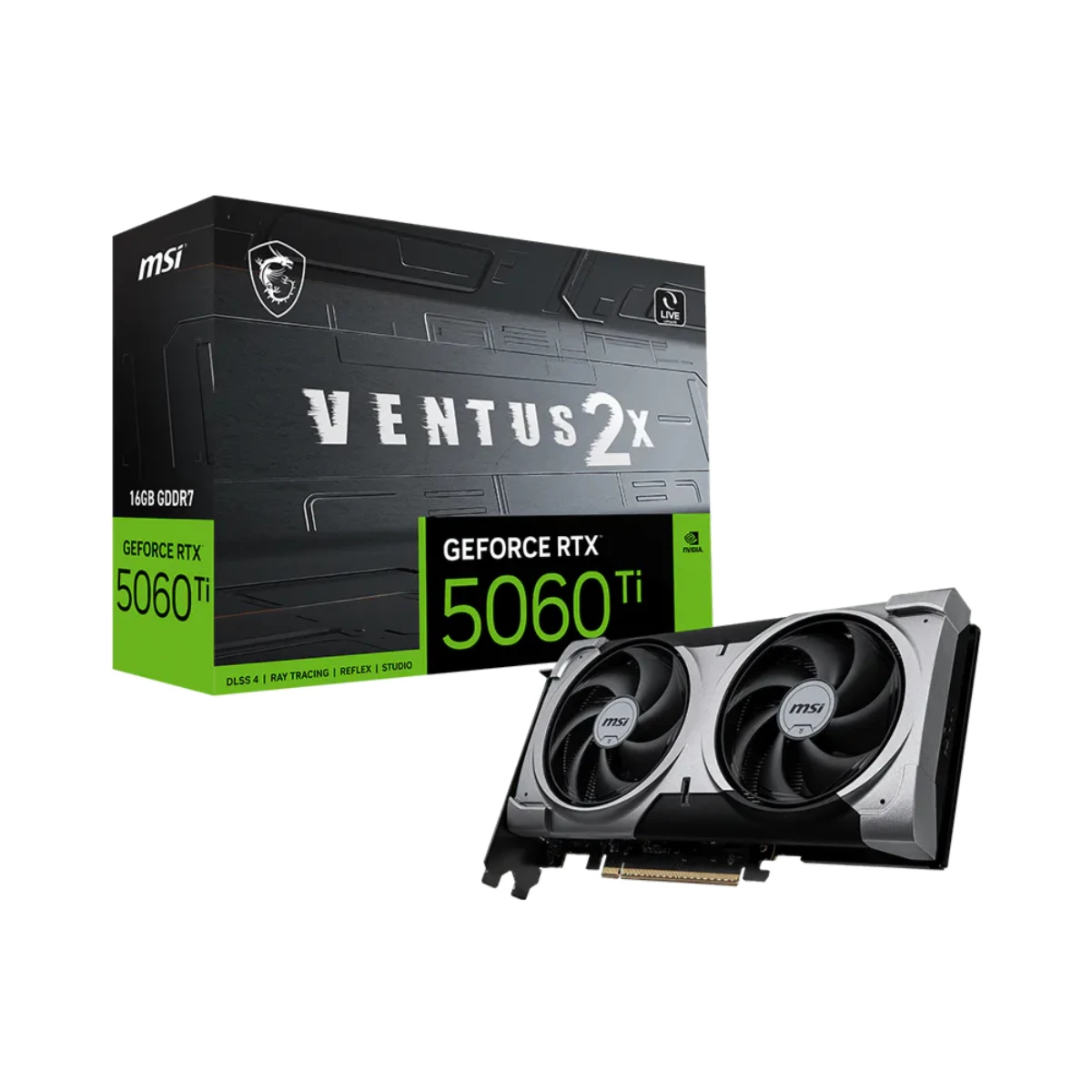 MSI GeForce RTX 5060 Ti 16G VENTUS 2X PLUS Graphics Card, 16GB GDDR7, DLSS 4 - 912-V535-048