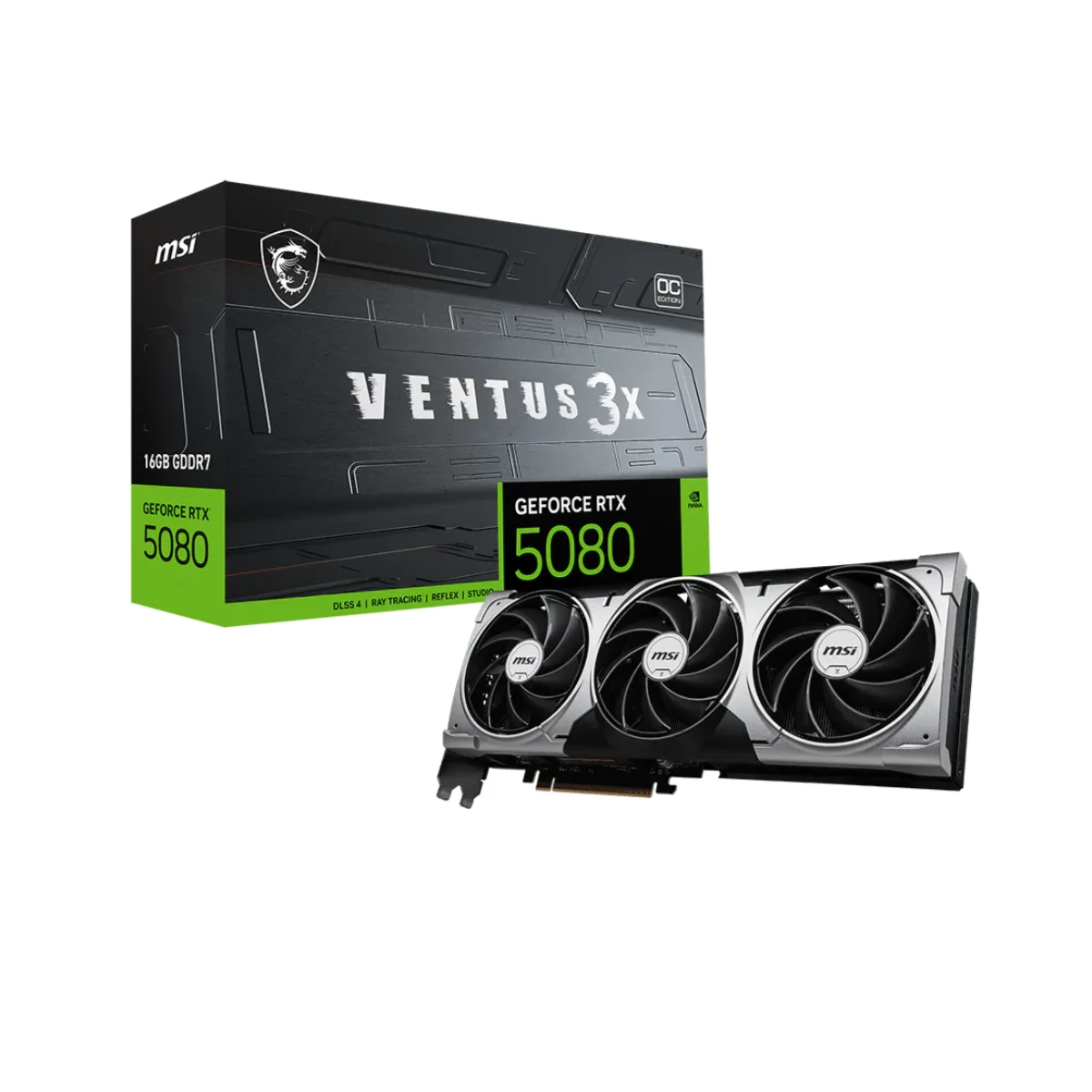 MSI GeForce RTX 5080 VENTUS 3X OC Graphics Card, 16GB GDDR7, DLSS 4 - G5080-16V3C
