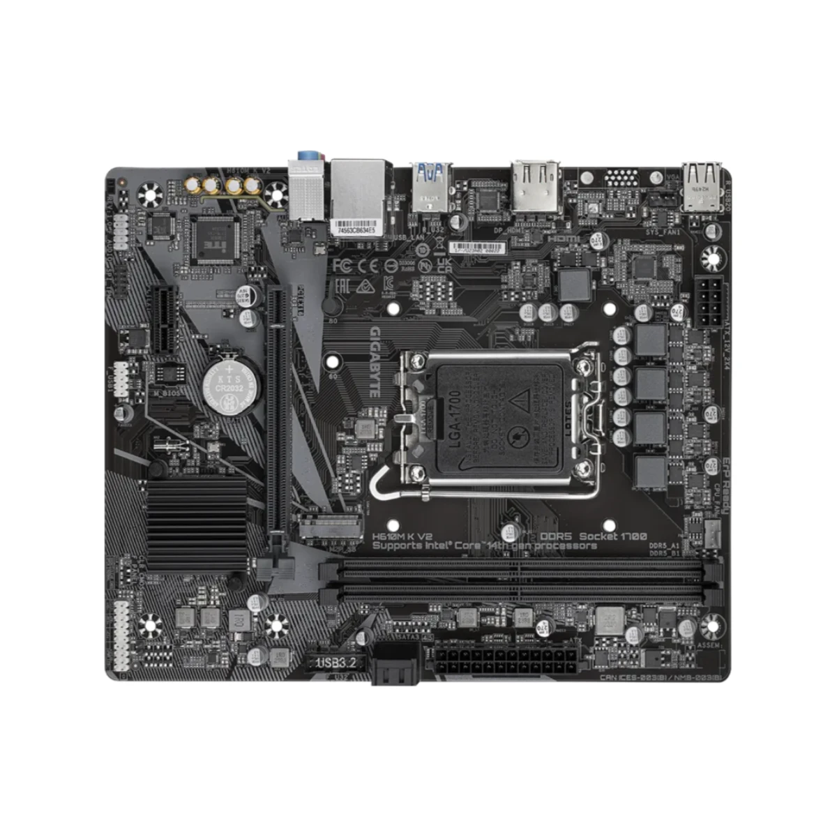 GIGABYTE H610M K V2 DDR5 LGA1700 Micro-ATX Motherboard – Black - H610M-K-V2 view 4