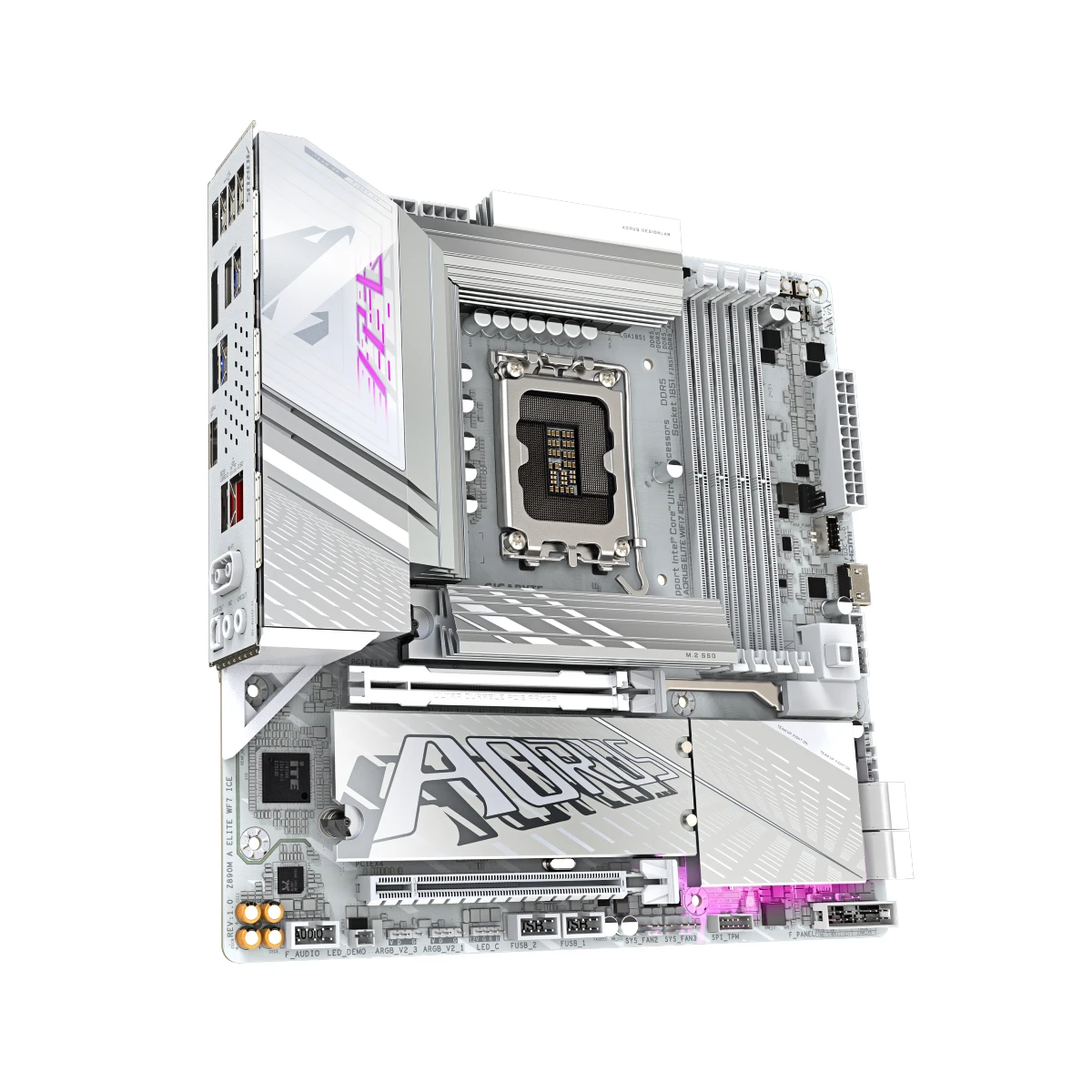 Gigabyte Z890M AORUS ELITE WIFI7 ICE LGA 1851 Micro-ATX Gaming Motherboard – White | Z890M-A-ELITE-WF7-ICE view 3