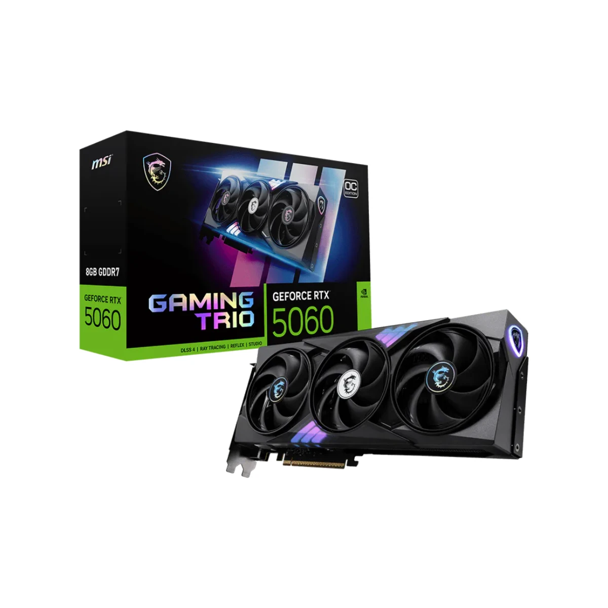 MSI NVIDIA GeForce RTX 5060 8G GAMING TRIO OC Graphics Card, 8GB GDDR7, DLSS 4 - 912-V537-021