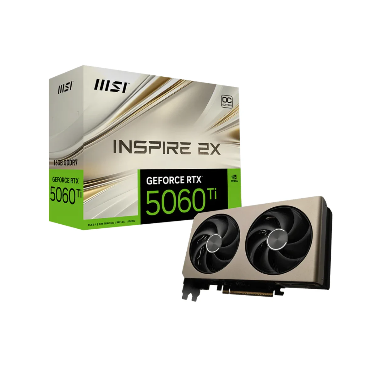 MSI GeForce RTX 5060 Ti 16G INSPIRE 2X OC Graphics Card, 16GB GDDR7, DLSS 4 - 912-V535-031