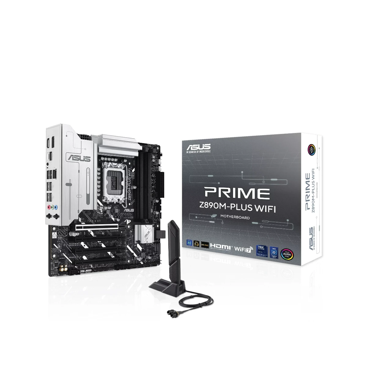 ASUS PRIME Z890M-PLUS WIFI LGA 1851 M-ATX Motherboard – White - 90MB1J80-M0EAY0