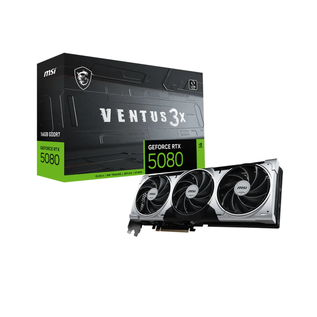 MSI GeForce RTX 5080 VENTUS 3X PLUS Graphics Card, 16GB GDDR7, DLSS 4 | 912-V531-030/293 - 912-V531-030293