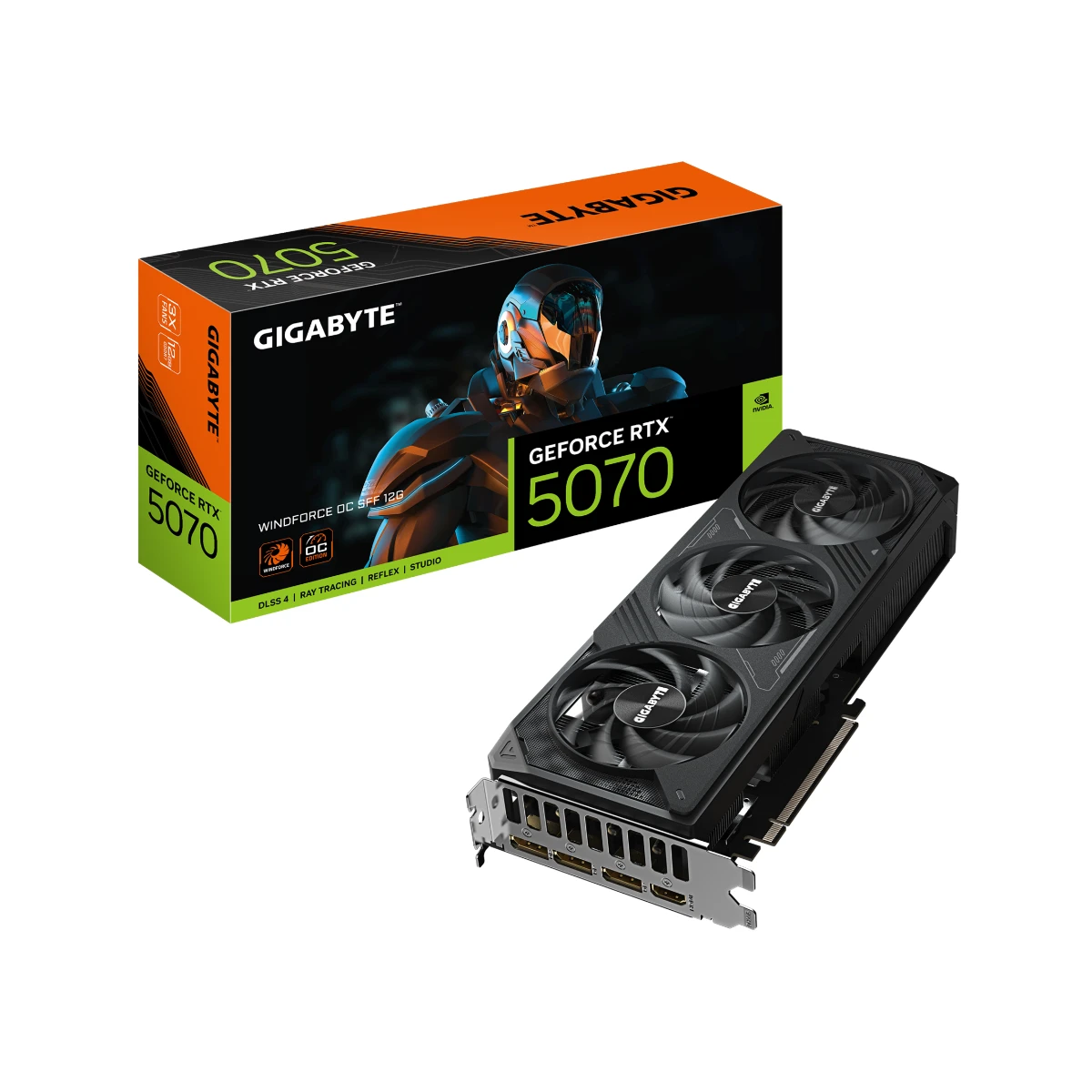 Gigabyte GeForce RTX 5070 WINDFORCE OC SFF Graphics Card, 12GB GDDR7, DLSS 4 - GV-N5070WF3OC-12GD