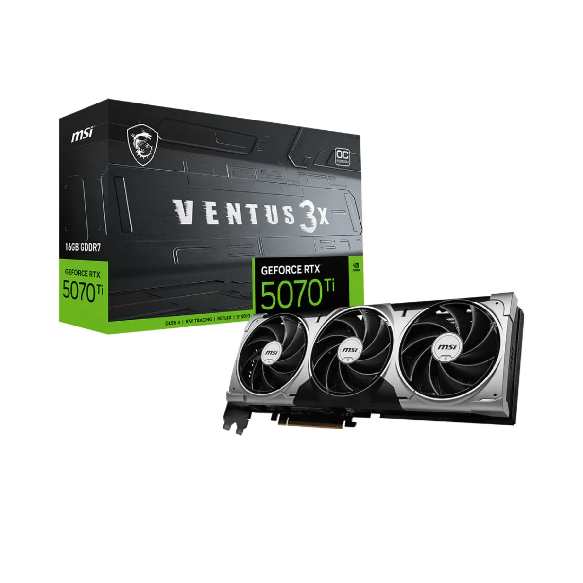 MSI GeForce RTX 5070 Ti VENTUS 3X OC Graphics Card, 16GB GDDR7, DLSS 4 - 912-V531-092